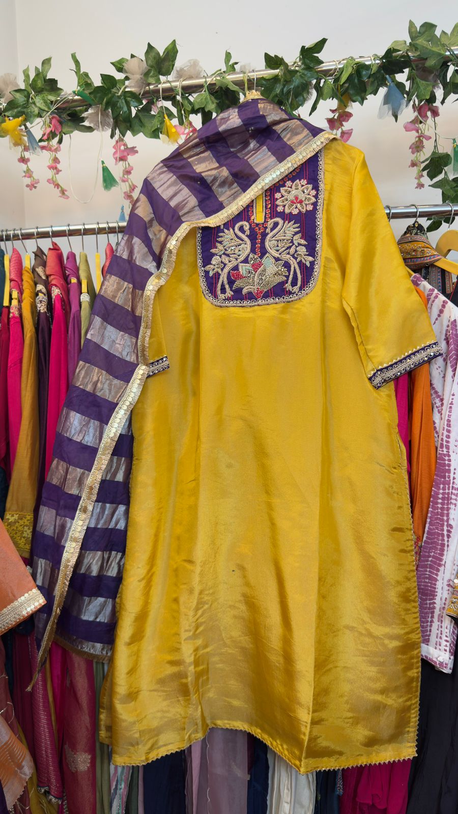 Classy premium yellow tissue straight suit