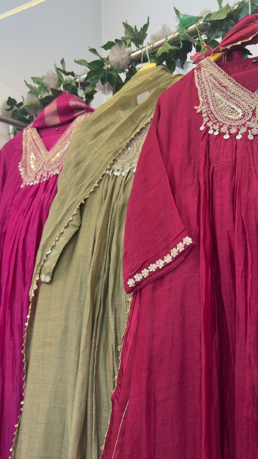 Hand work aline beautiful mul chandari suit