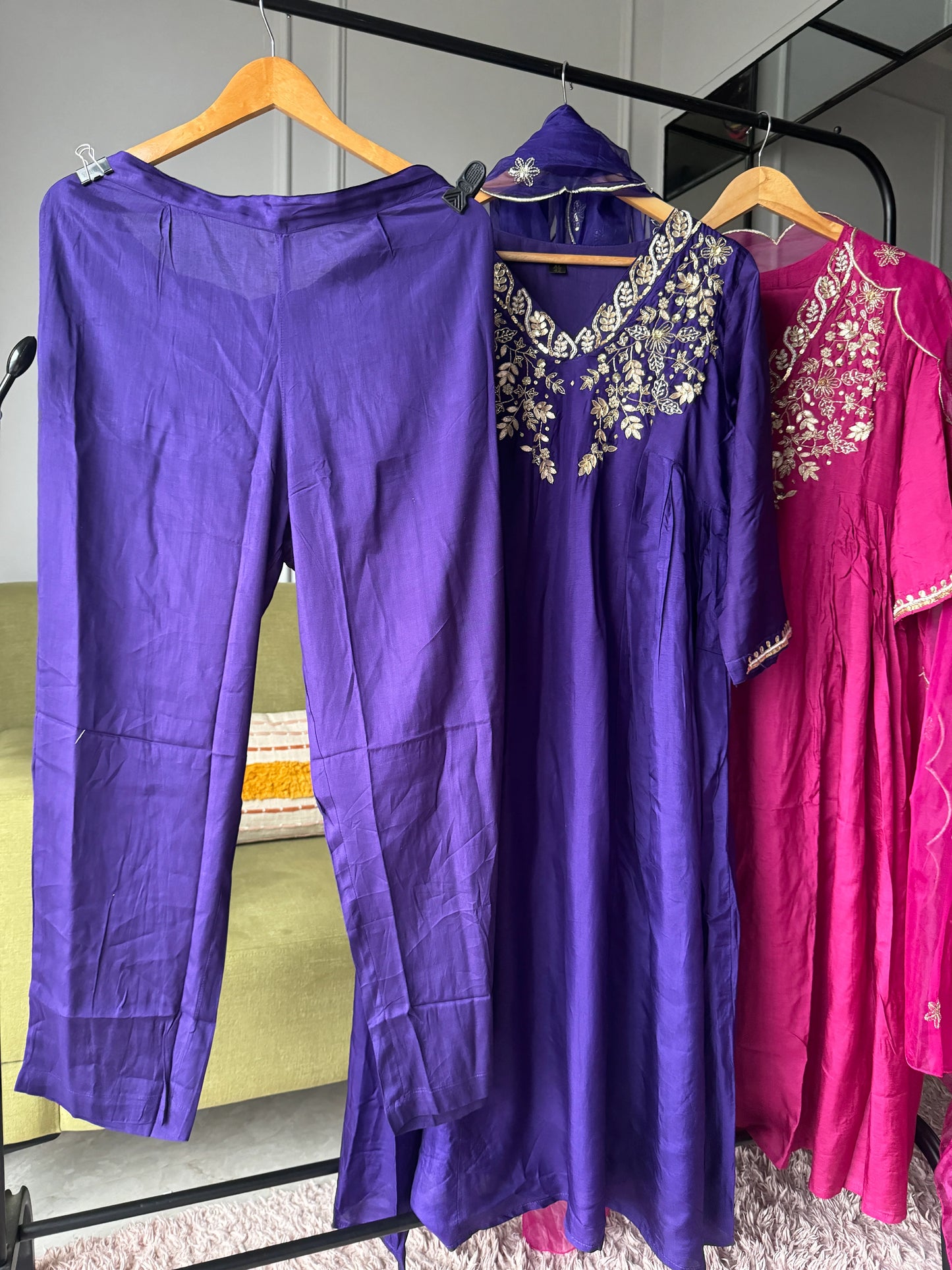 Raspberry & ink purple aline silk