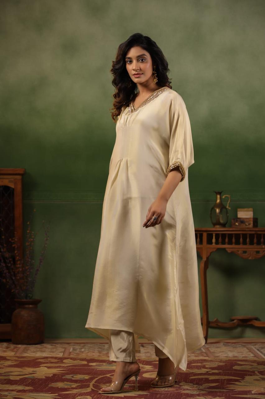 Golden tissue kaftan style Co ord set
