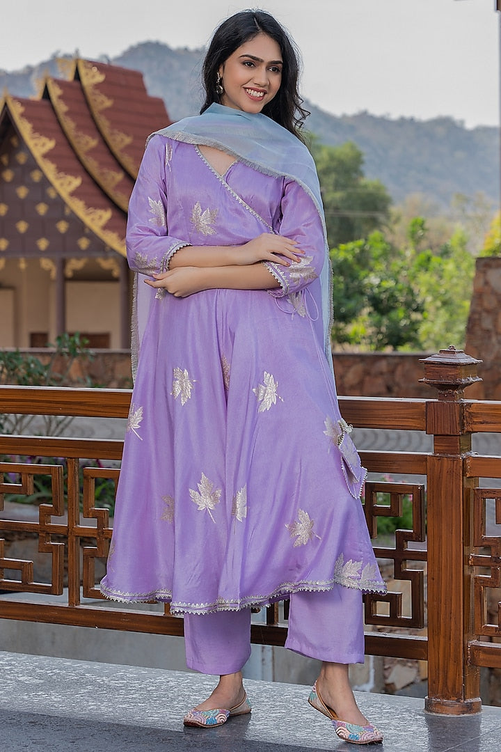Lavender banaras silk Anarkali