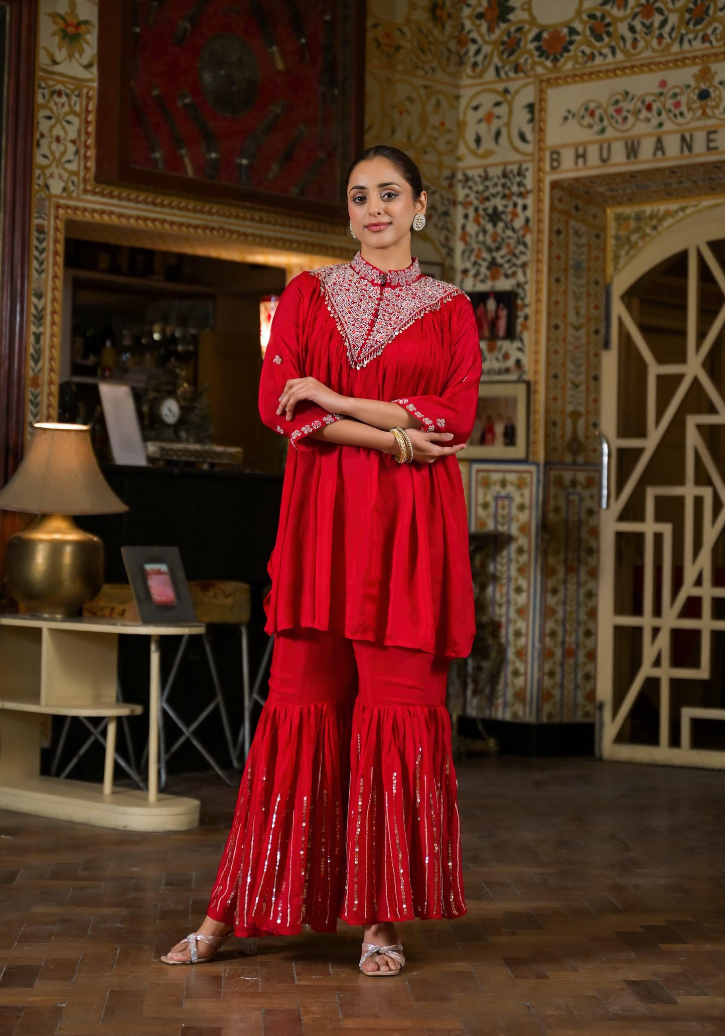 Indo western chinon 2 pc set