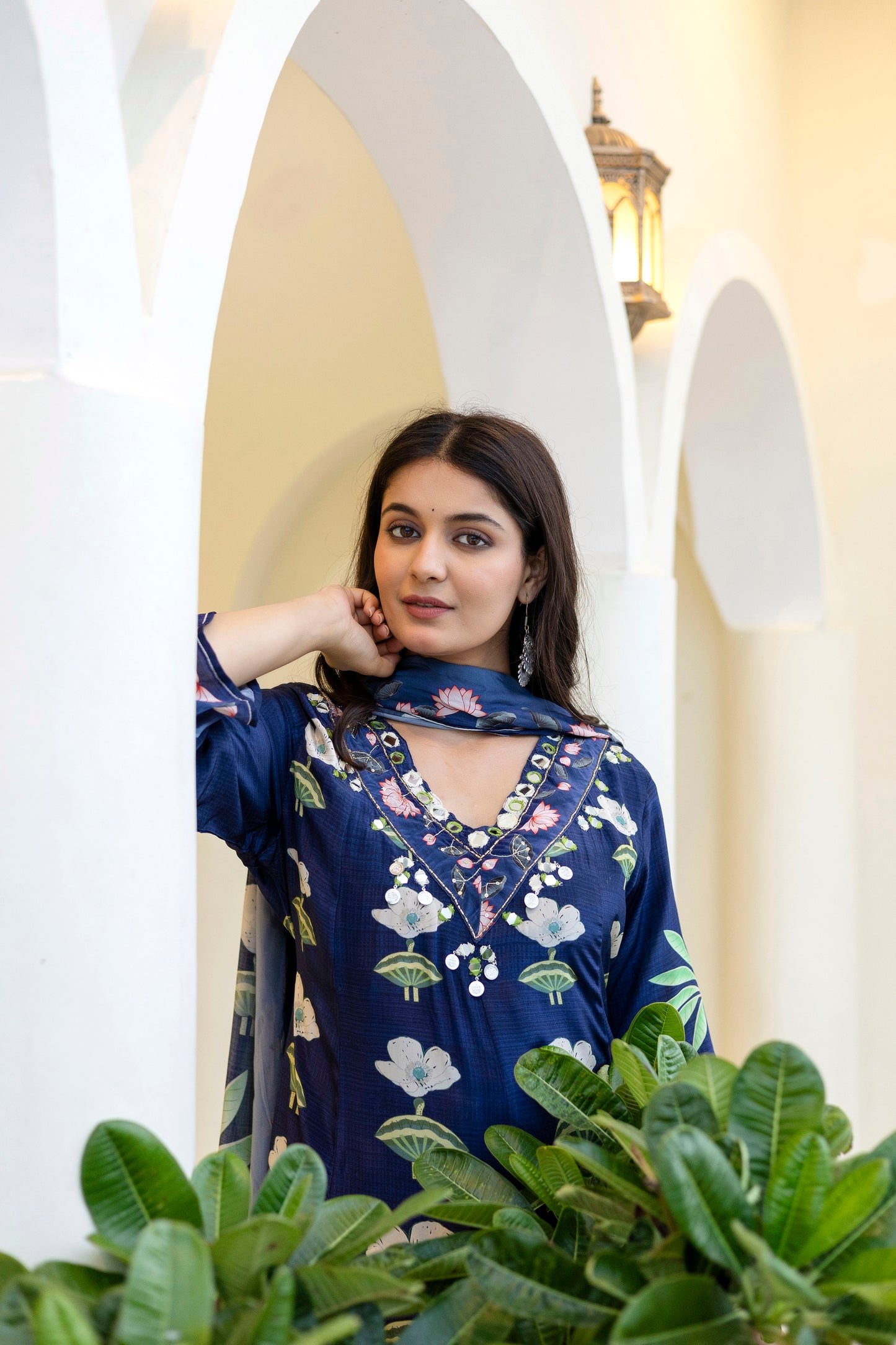 Picwai blue crepe Aline suit