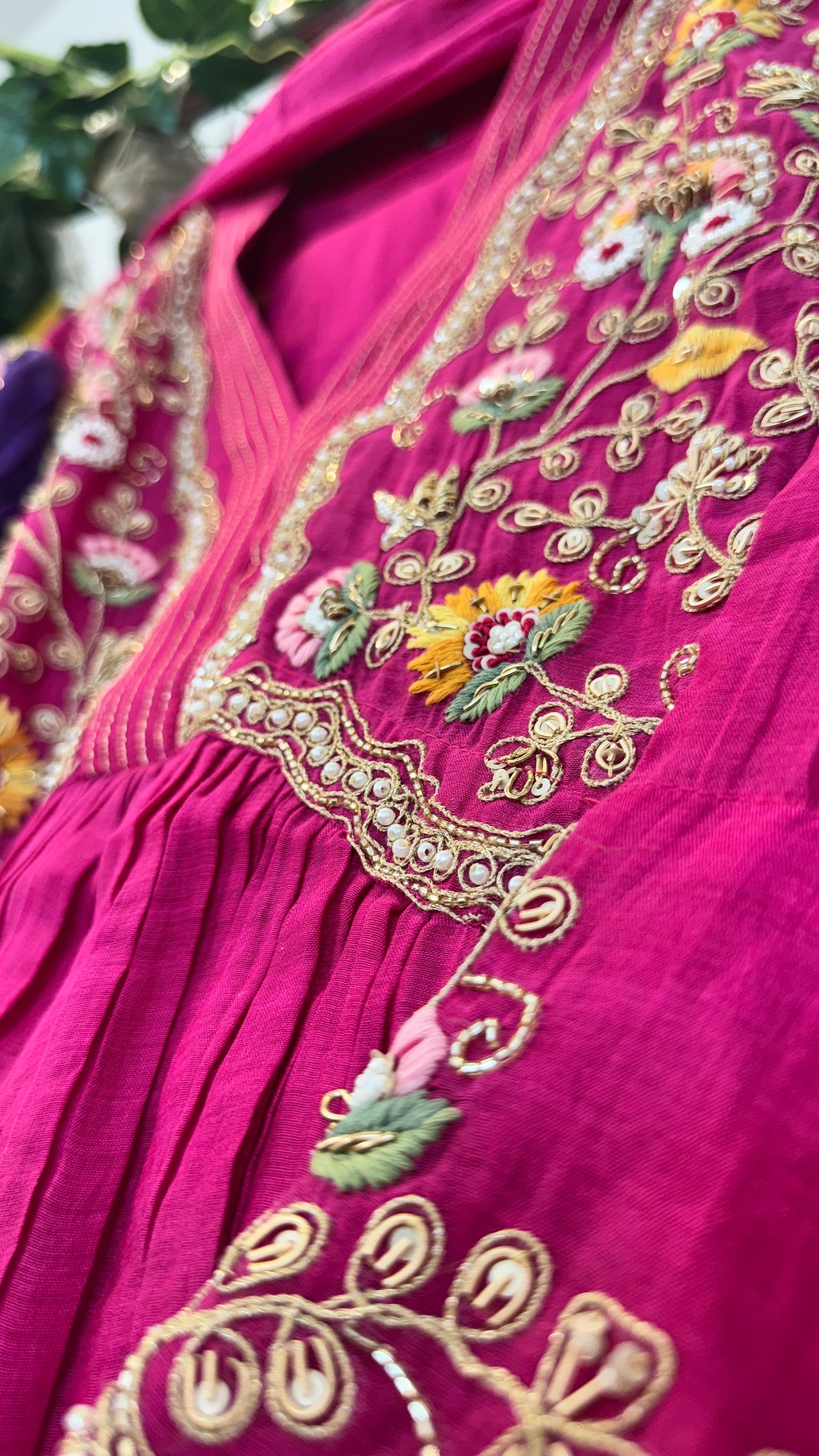 Alia mul chandari hand work Anarkali