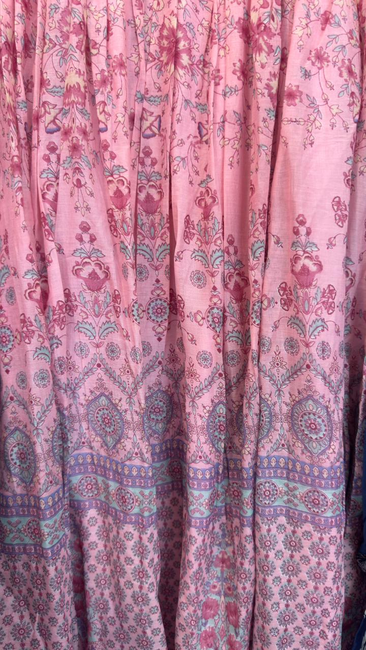 Full sleeves mul cotton Anarkali with palzoo