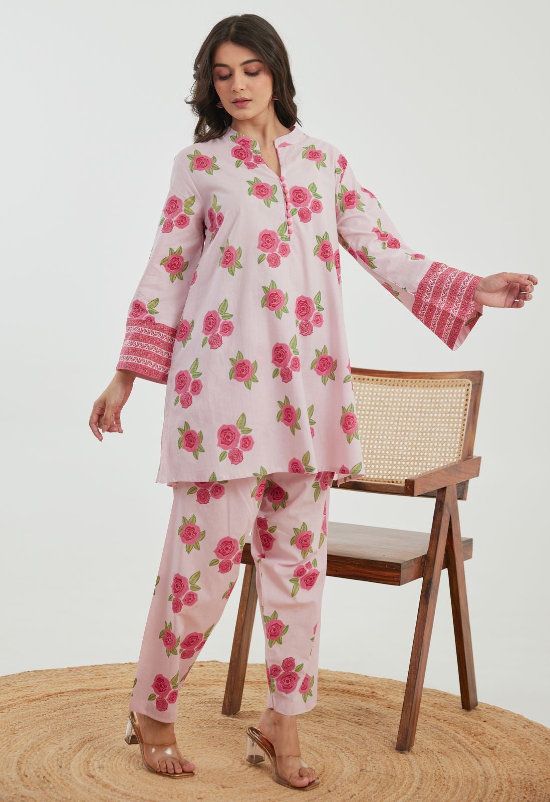 Pink floral cotton Co ord set