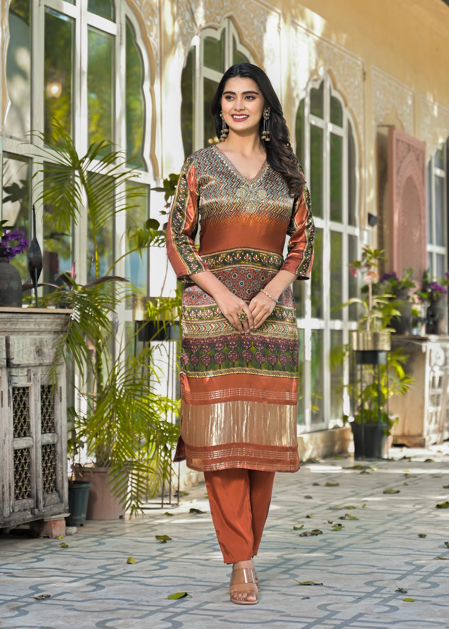 Ajrakh handwork gajji suit
