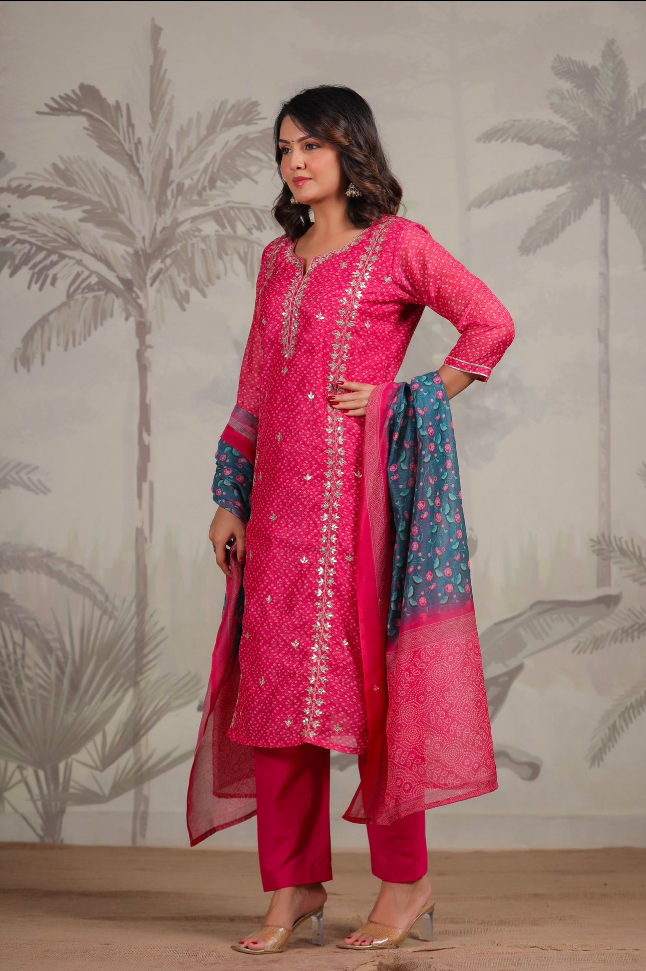 Chandari pink suit