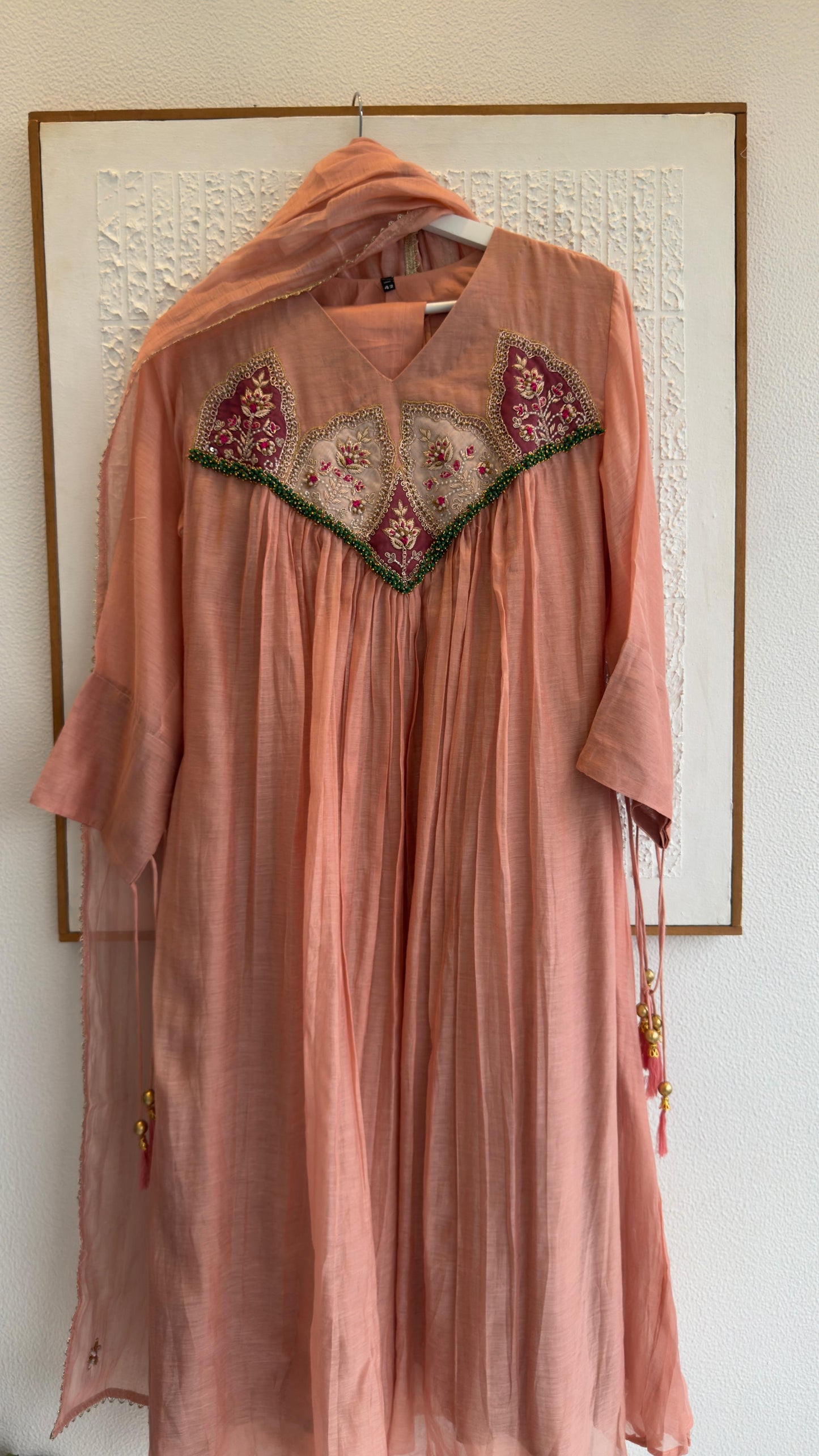 Jewel work mul chandari suit
