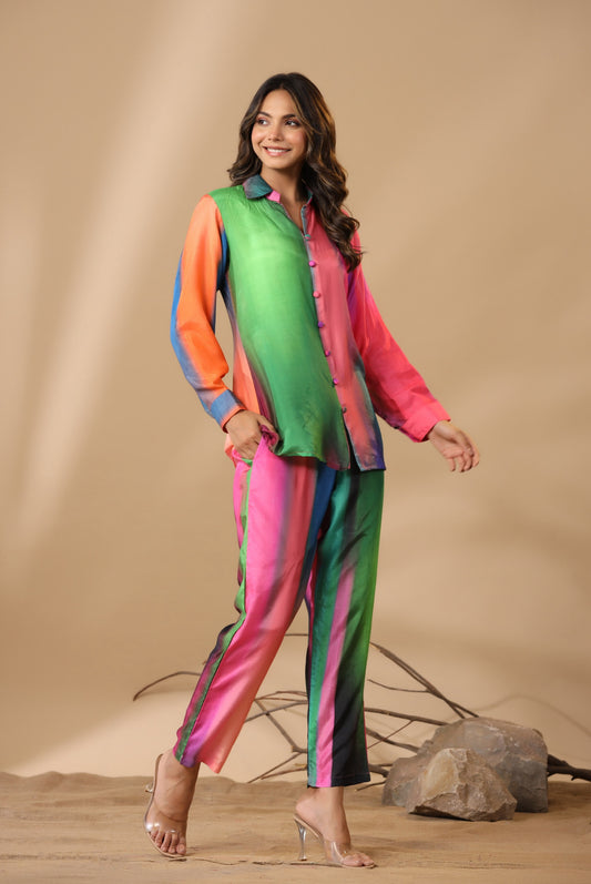 Rainbow muslin silk co ord set