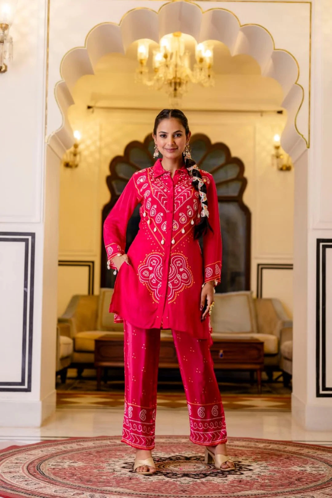 Pink Bandhani ROUGE PREMIUM CO-ORD SET