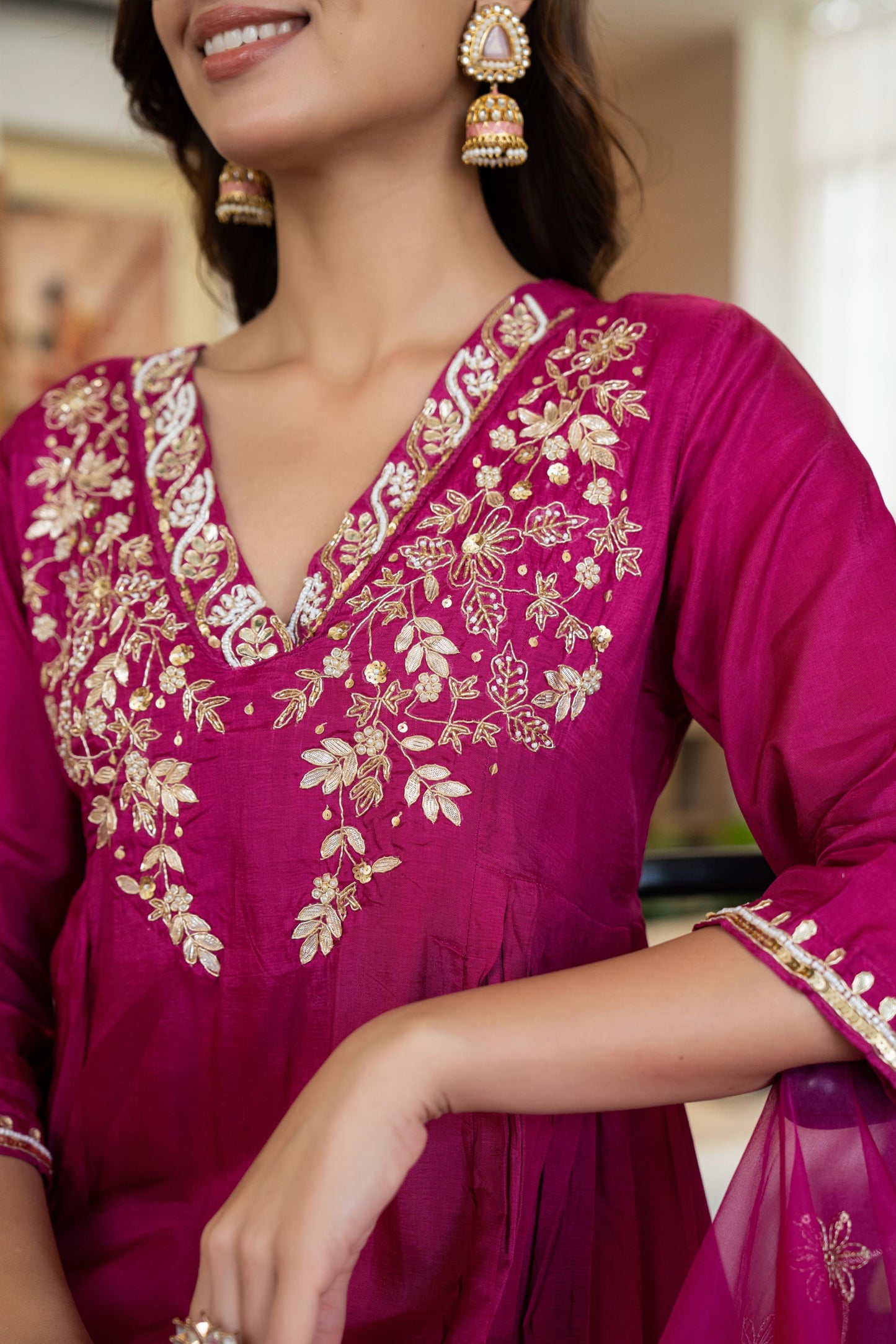 Raspberry & ink purple aline silk