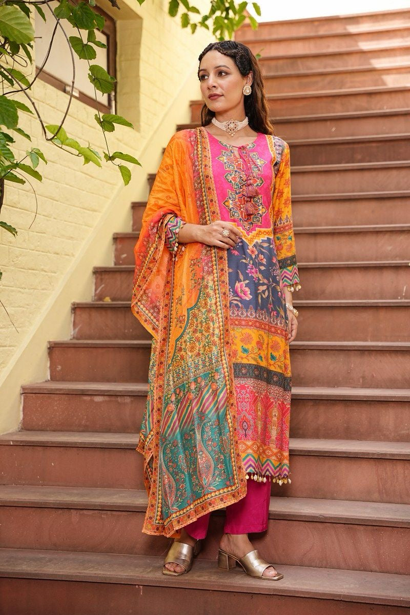 Crepe oranges shades suit