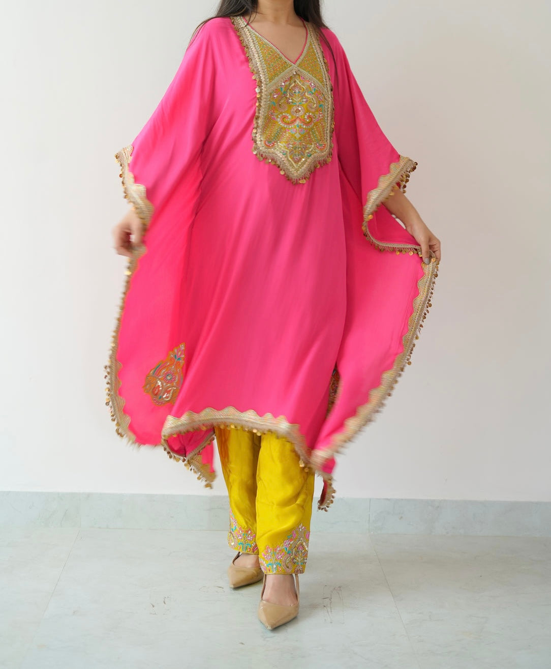 Luxe pink yellow kaftan
