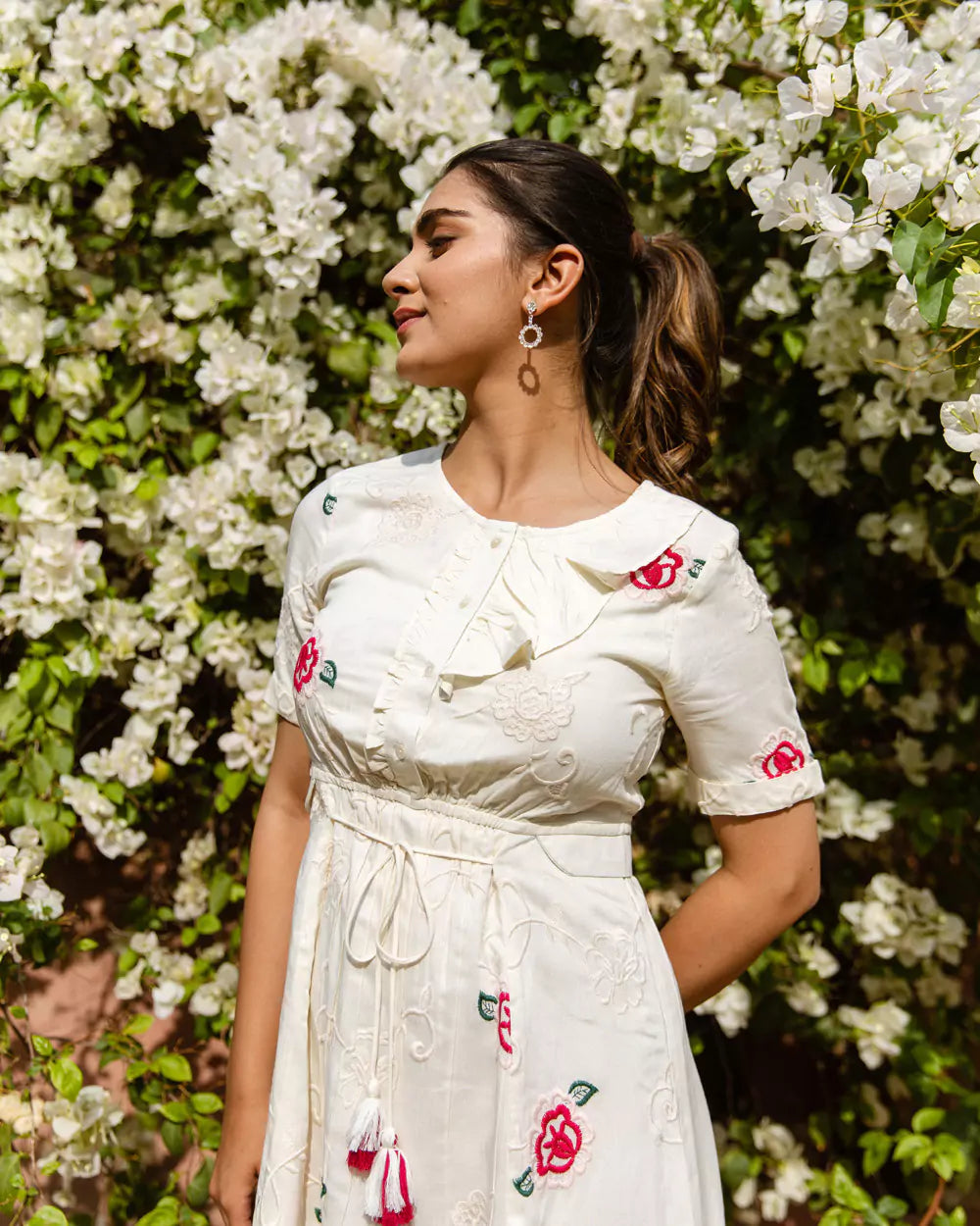 Rose off white embroidery dress
