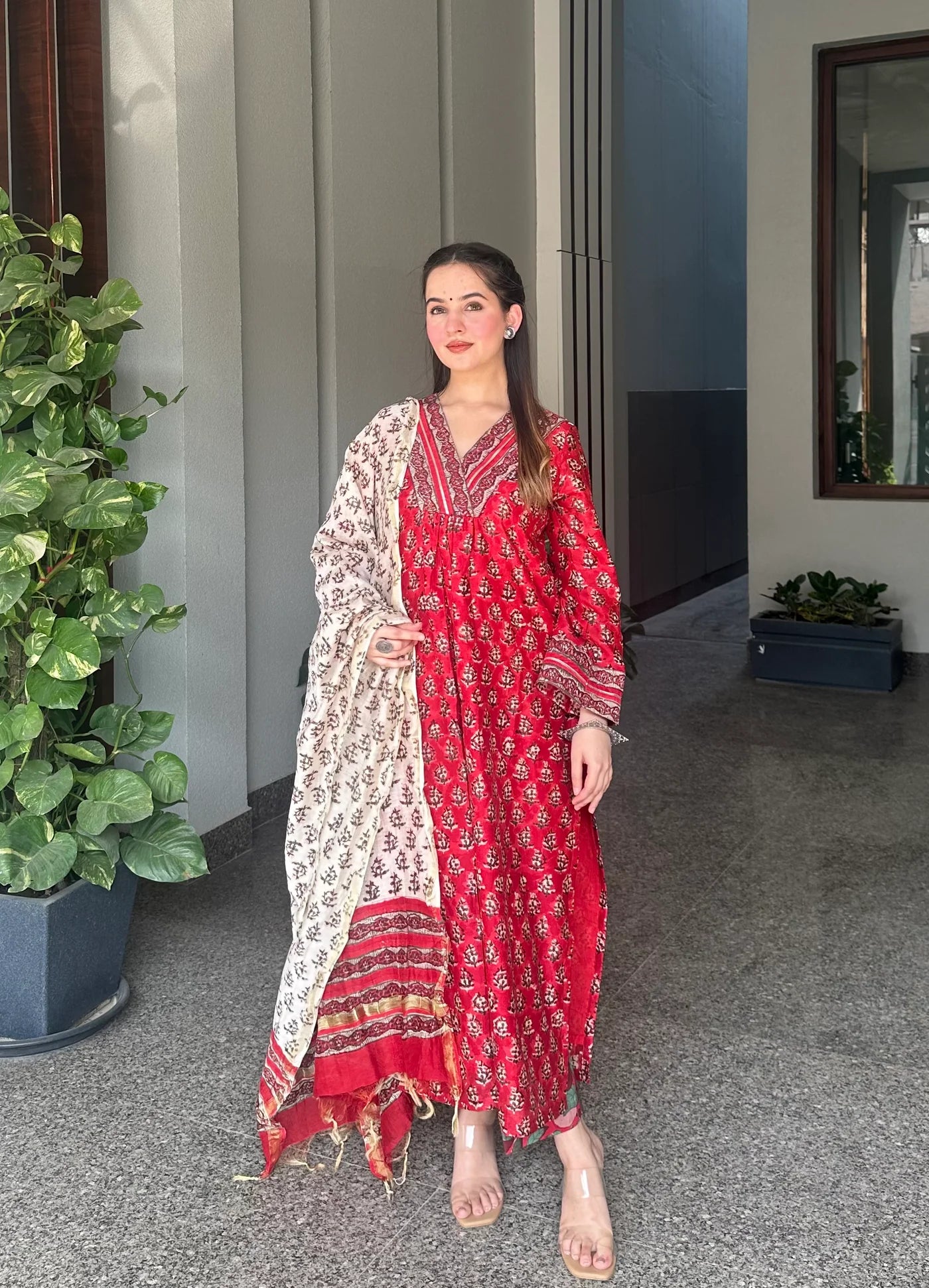 Siya Pure Chanderi Straight Fit Suit Set with Lace Detail