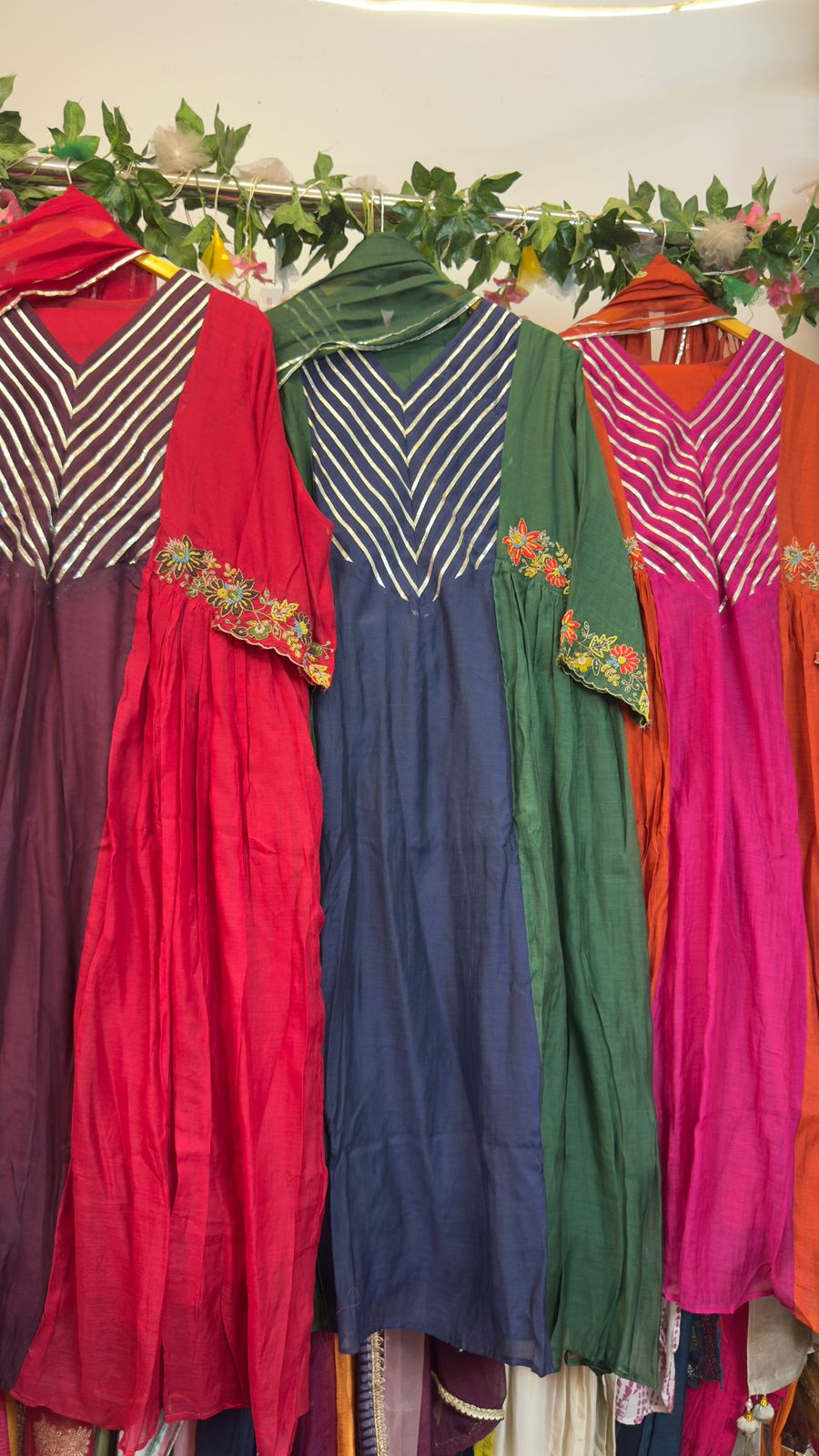 Beautiful Anarkali with handwork in mul chandari