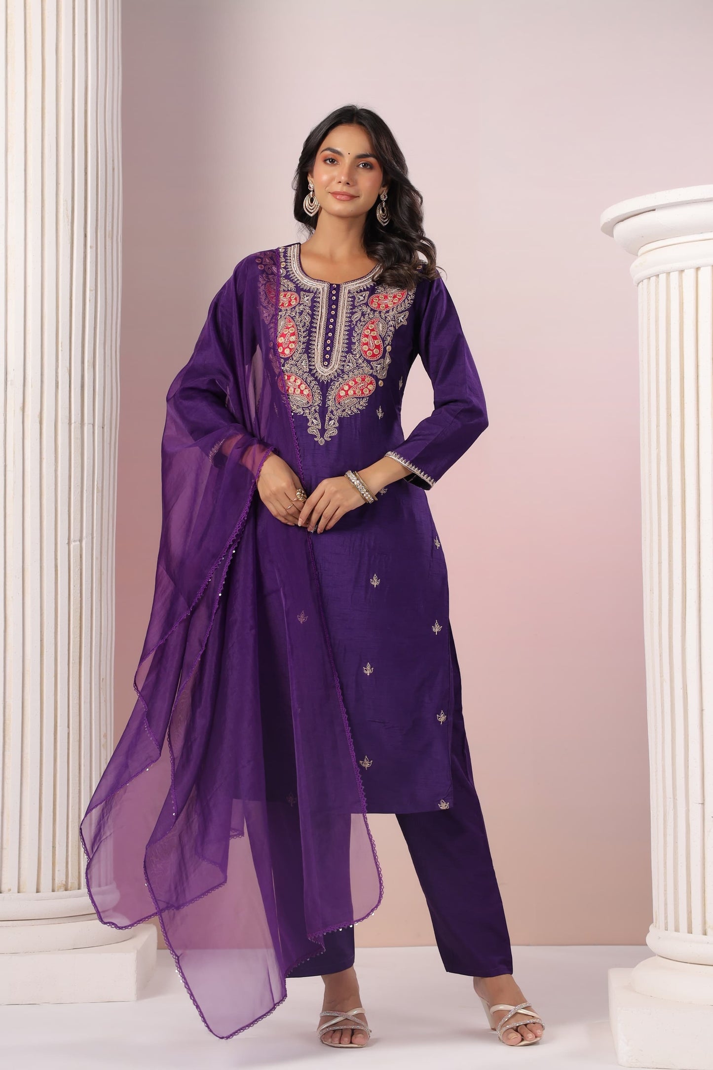 Purple classy silk suit