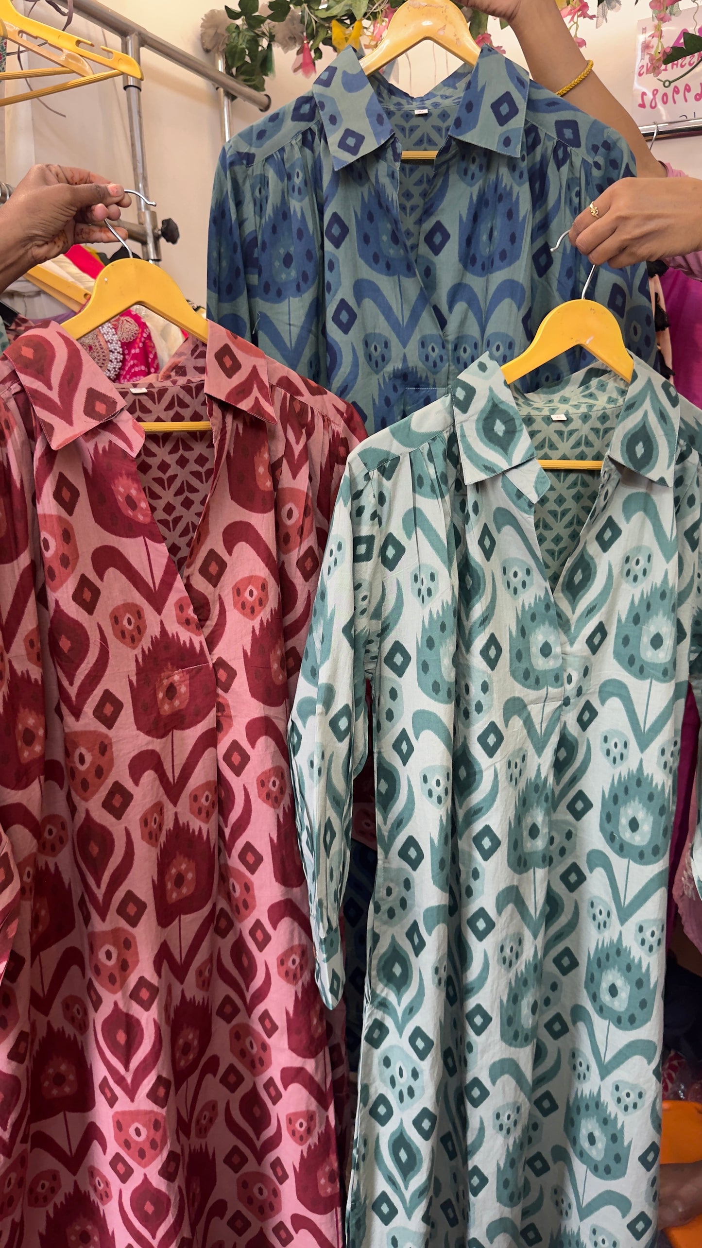 Blue ikkat Indian cotton co ord set