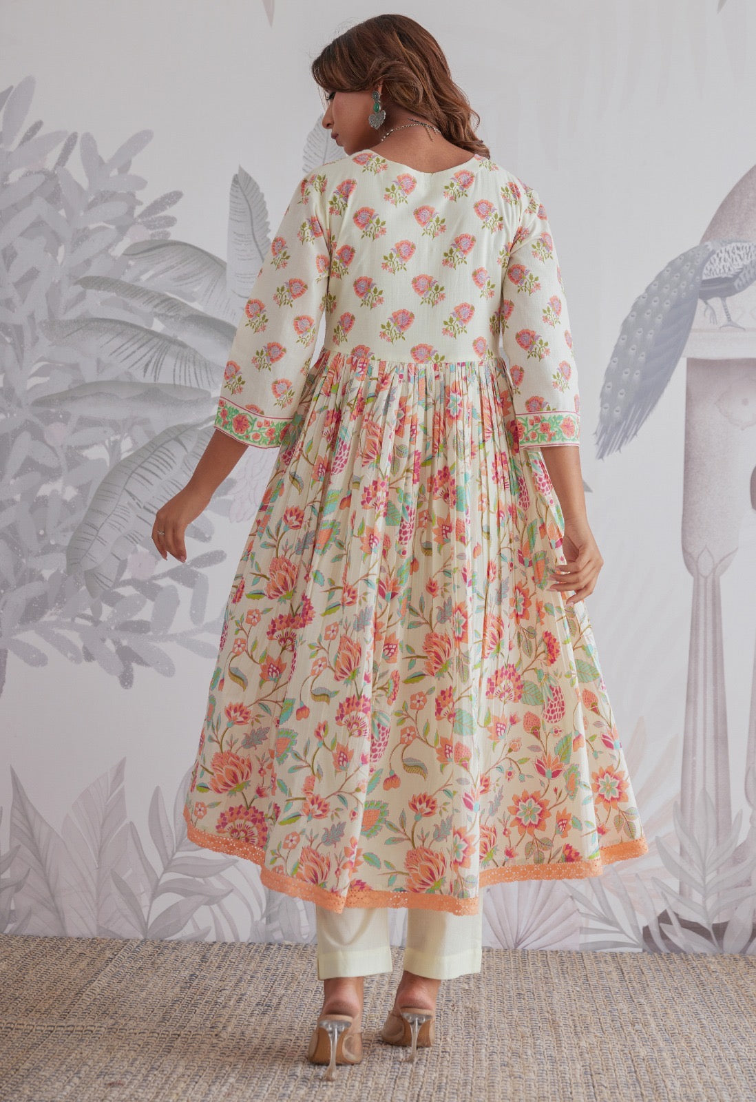 Alia peach green cotton Anarkali