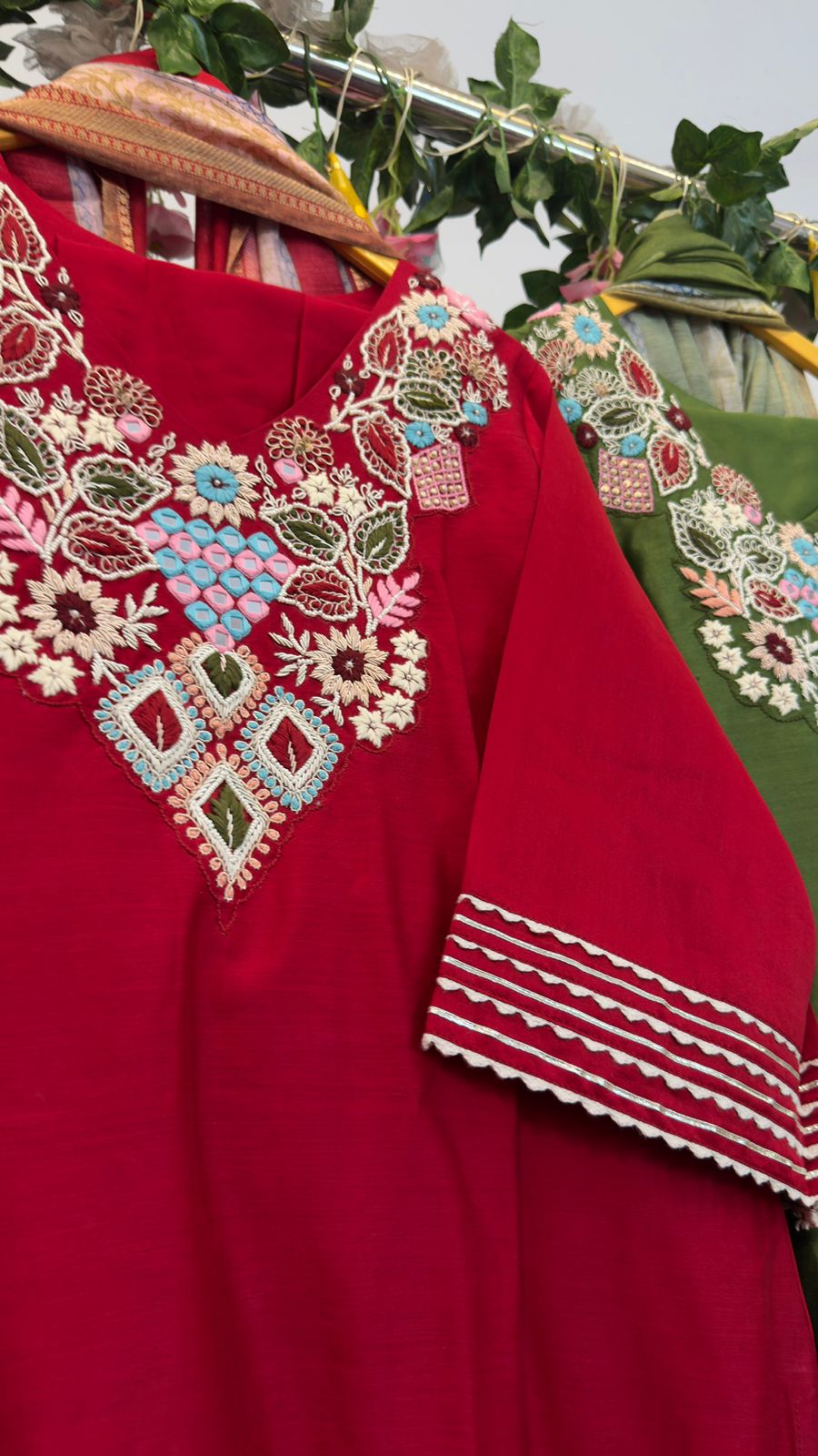 Picwai duppata with beautiful handwork chandari silk straight suit