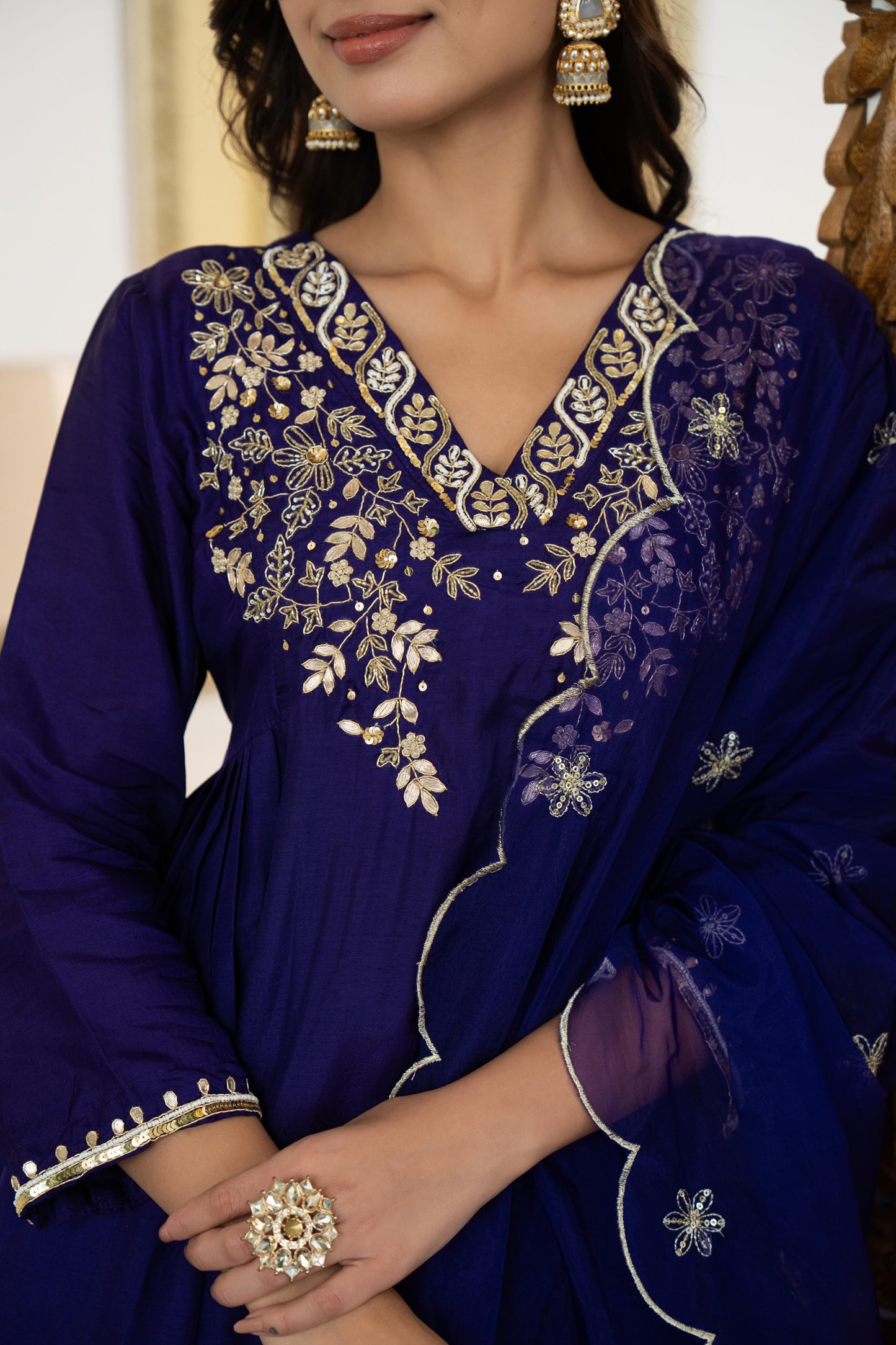 Raspberry & ink purple aline silk