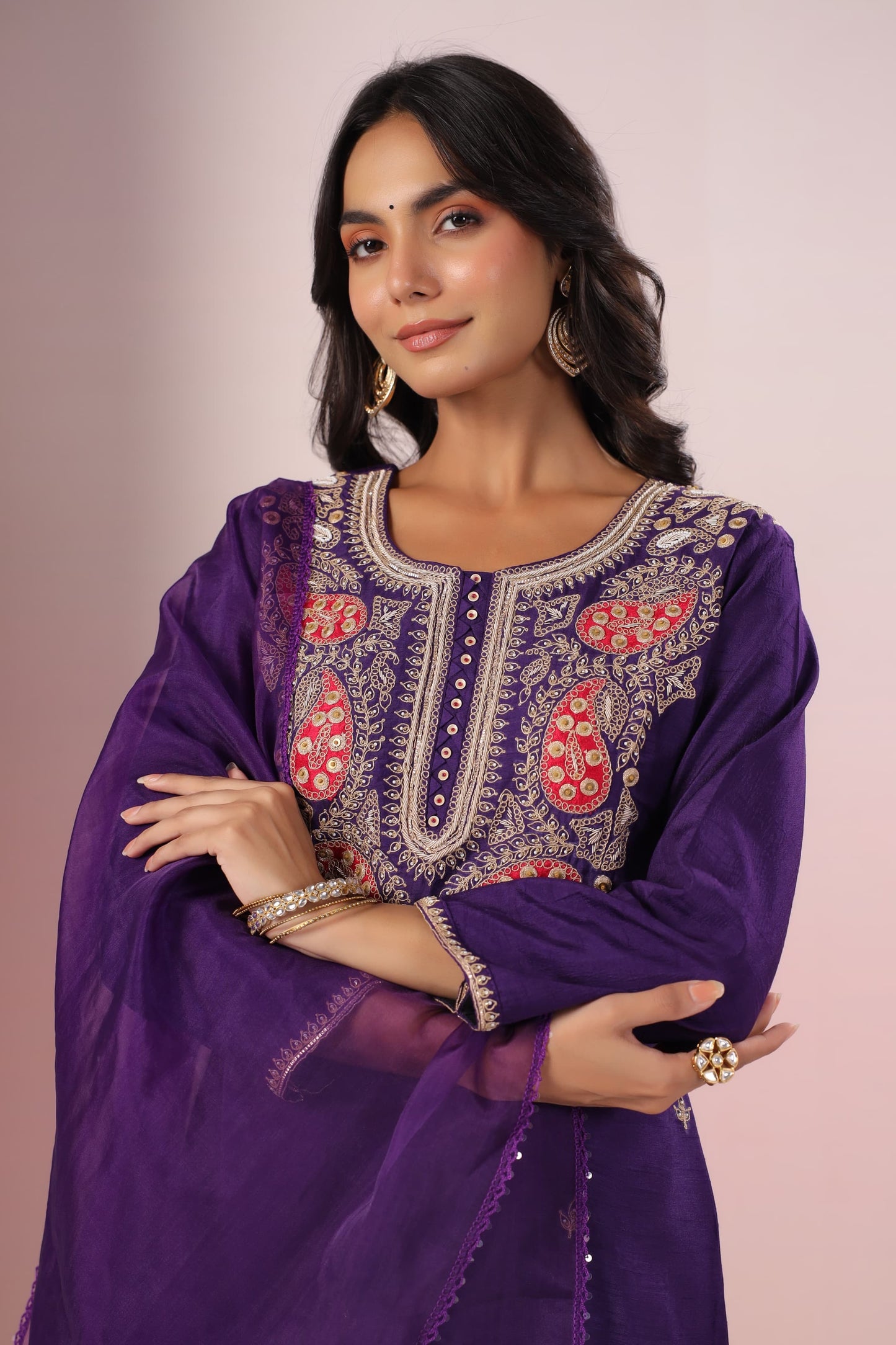Purple classy silk suit