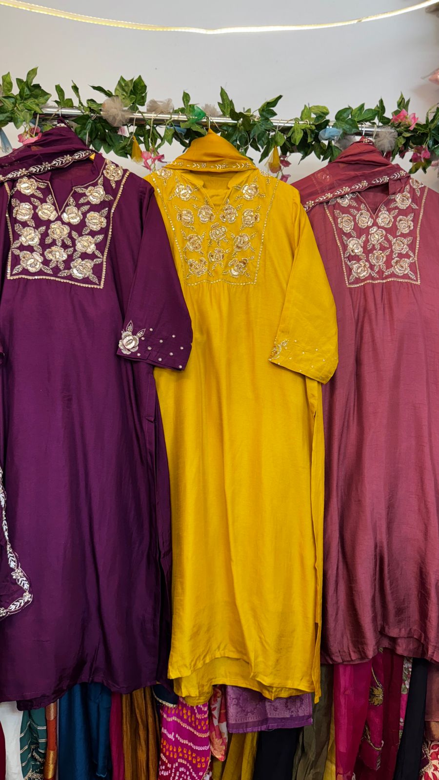 Premium silk straight suit with pants and soft organza Dupatta