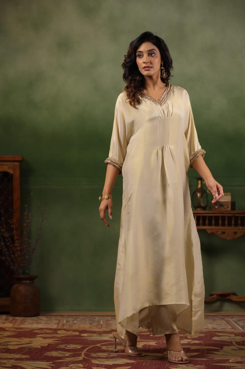 Golden tissue kaftan style Co ord set