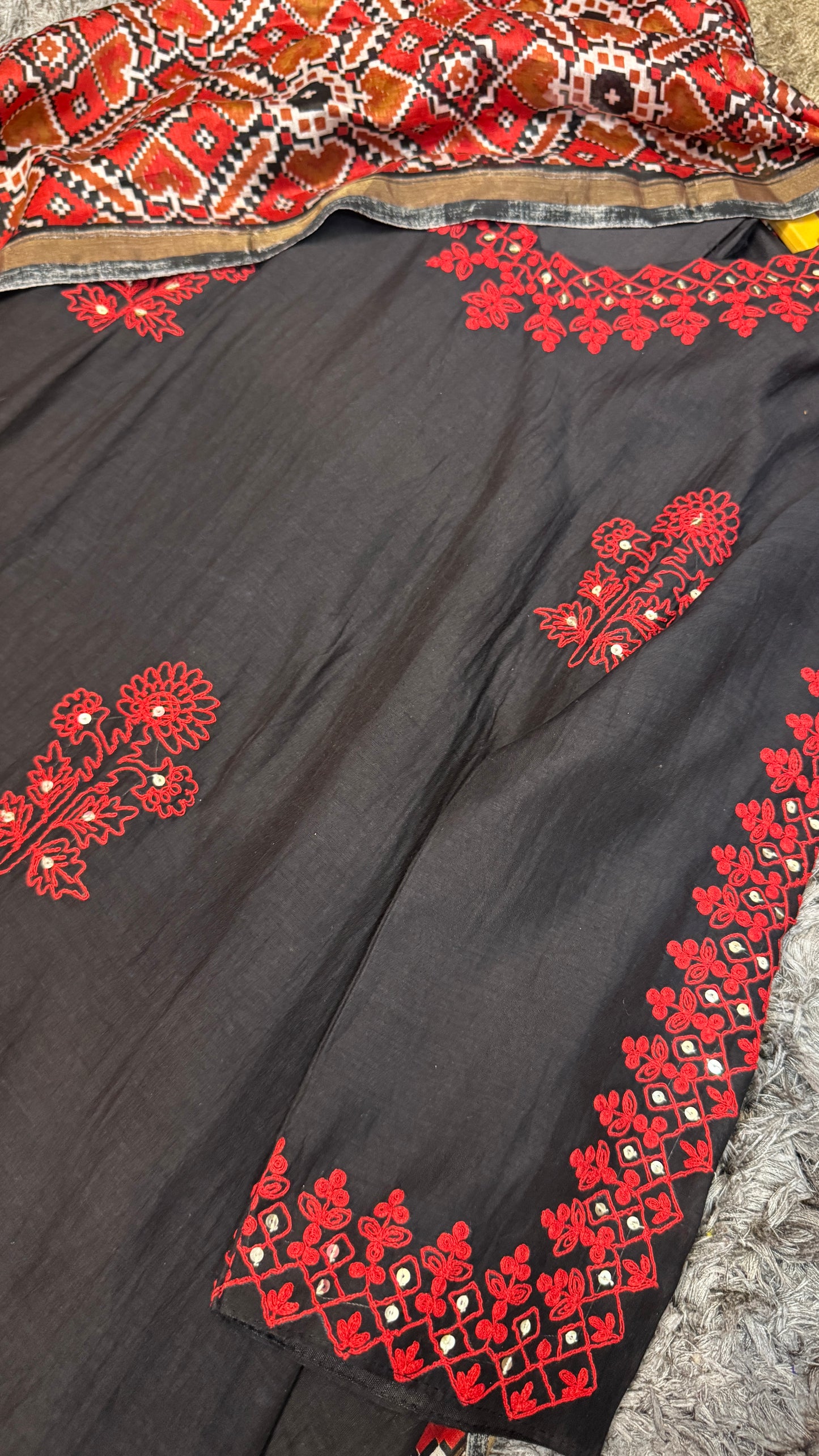 Black patola embroidery mul chandari