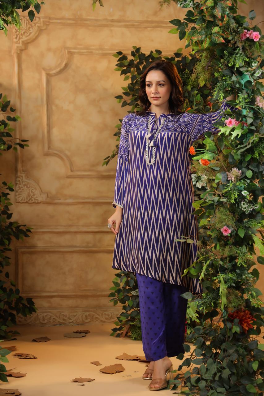 Real mirror purple crepe silk co ord set