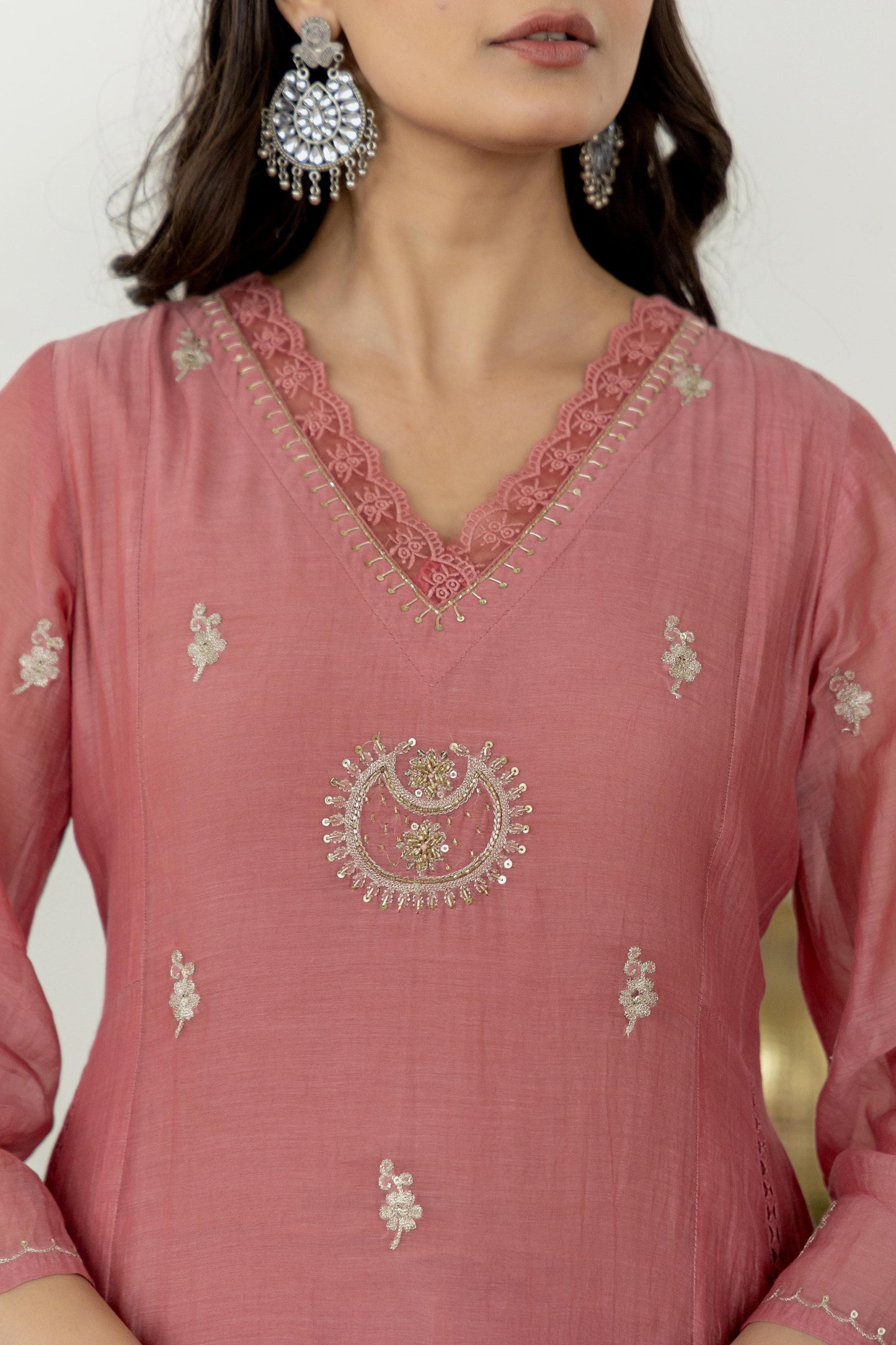 Nude pink mul chandari suit