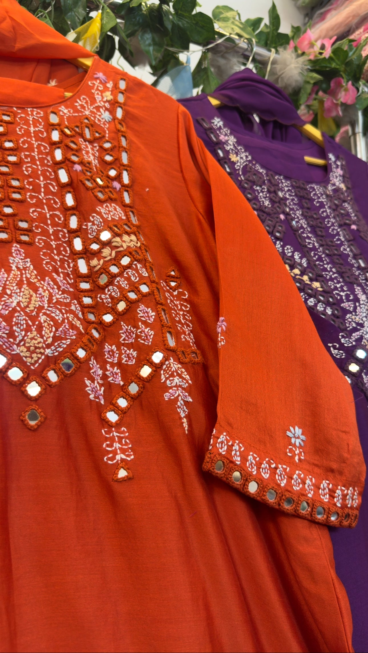Mirror & Katha work premium chandari silk