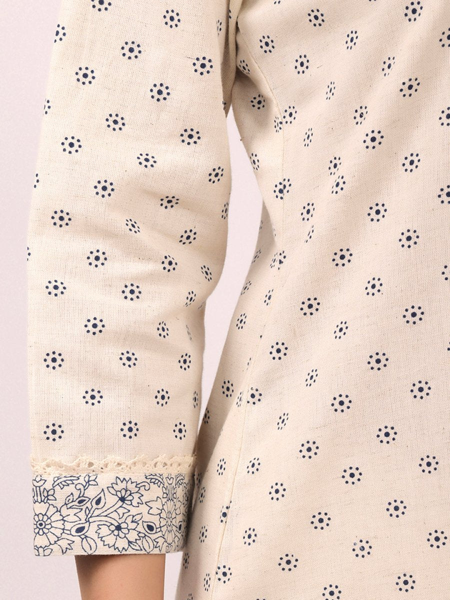 Cream flex cotton kurta pant