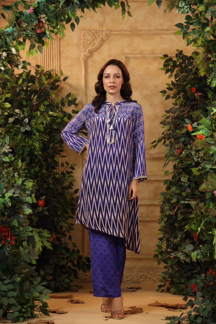 Real mirror purple crepe silk co ord set