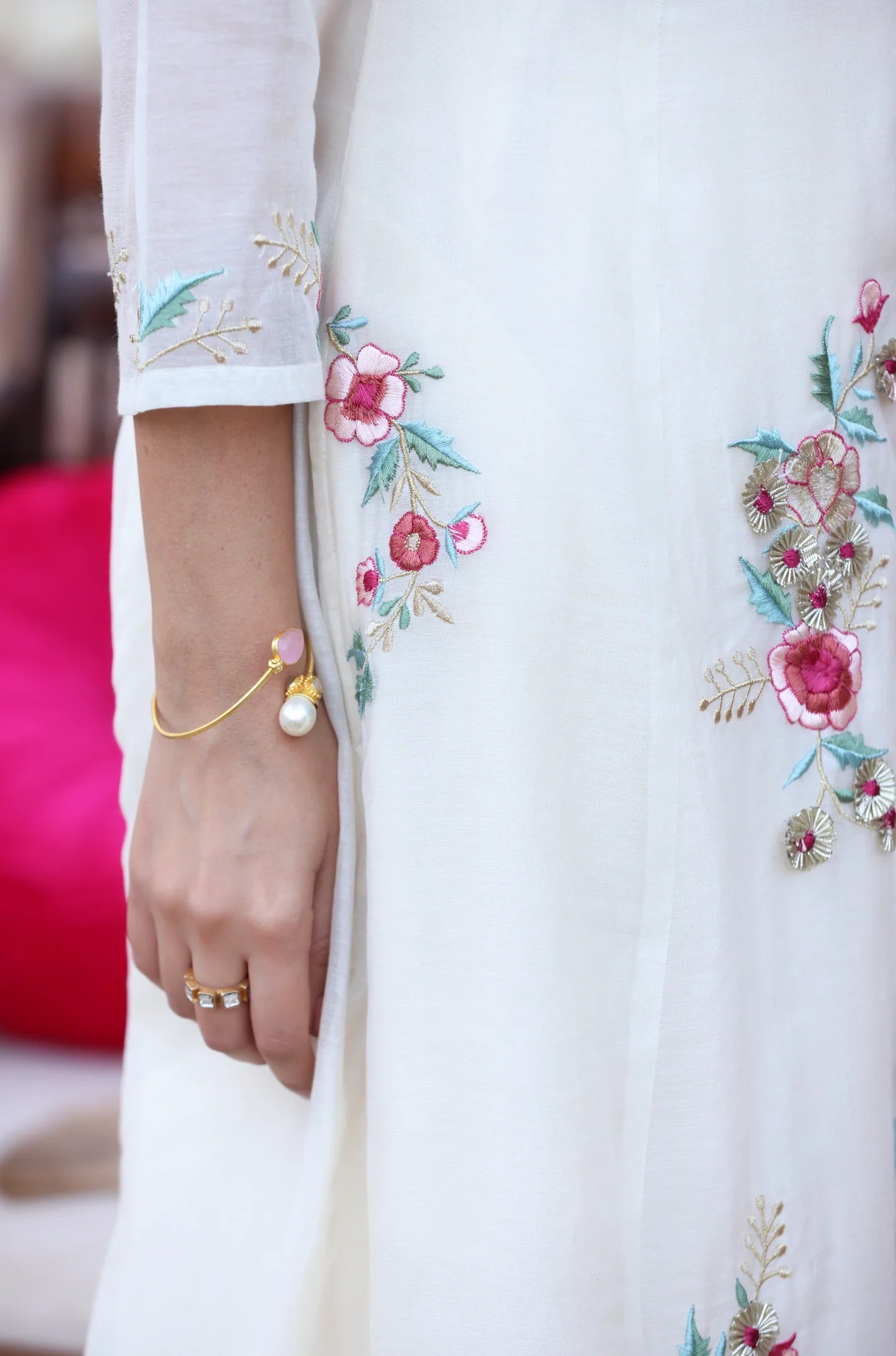 Mul chandari white gota suit