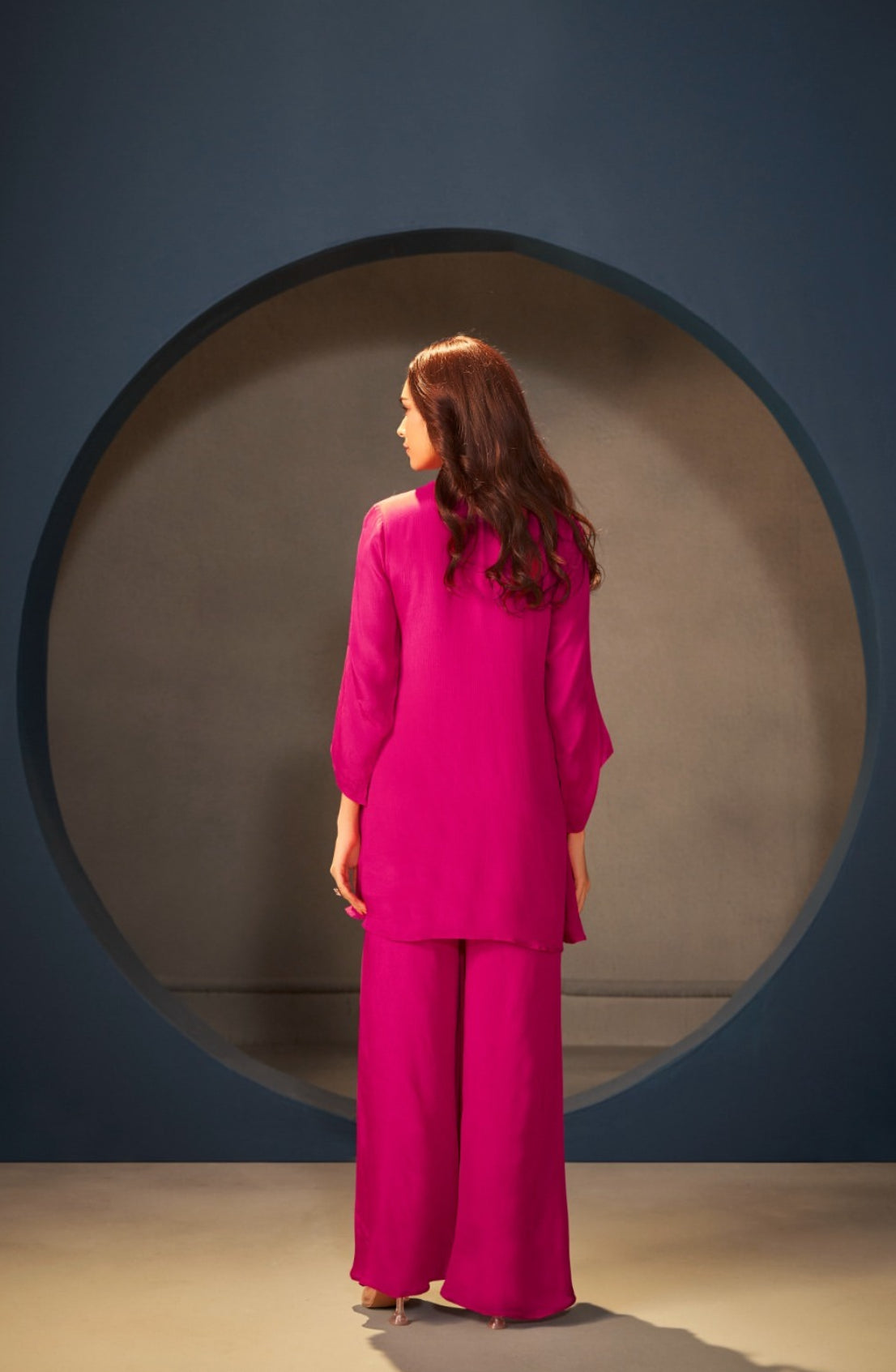 Pink chinon divider co ord set