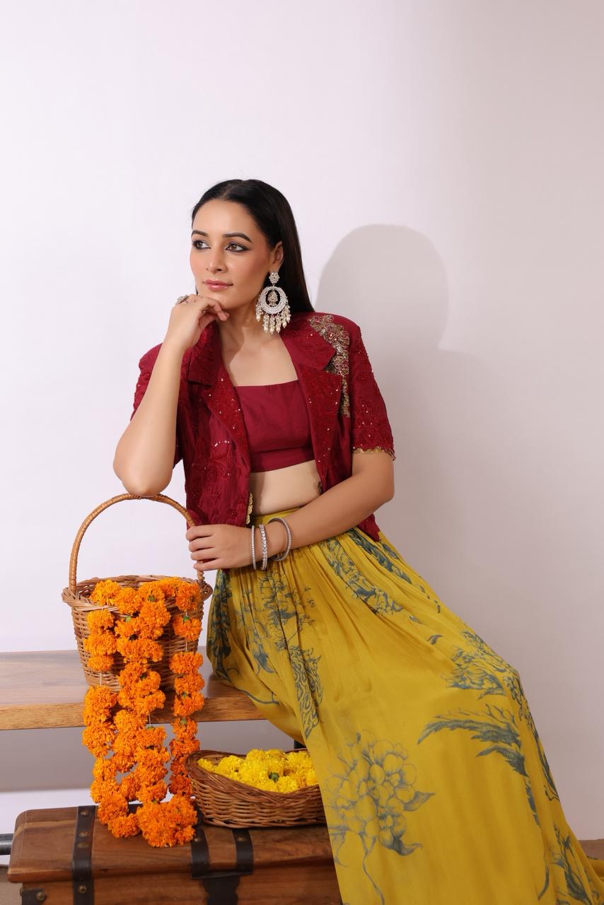 Parineeti inspired jacket skirt designer attire