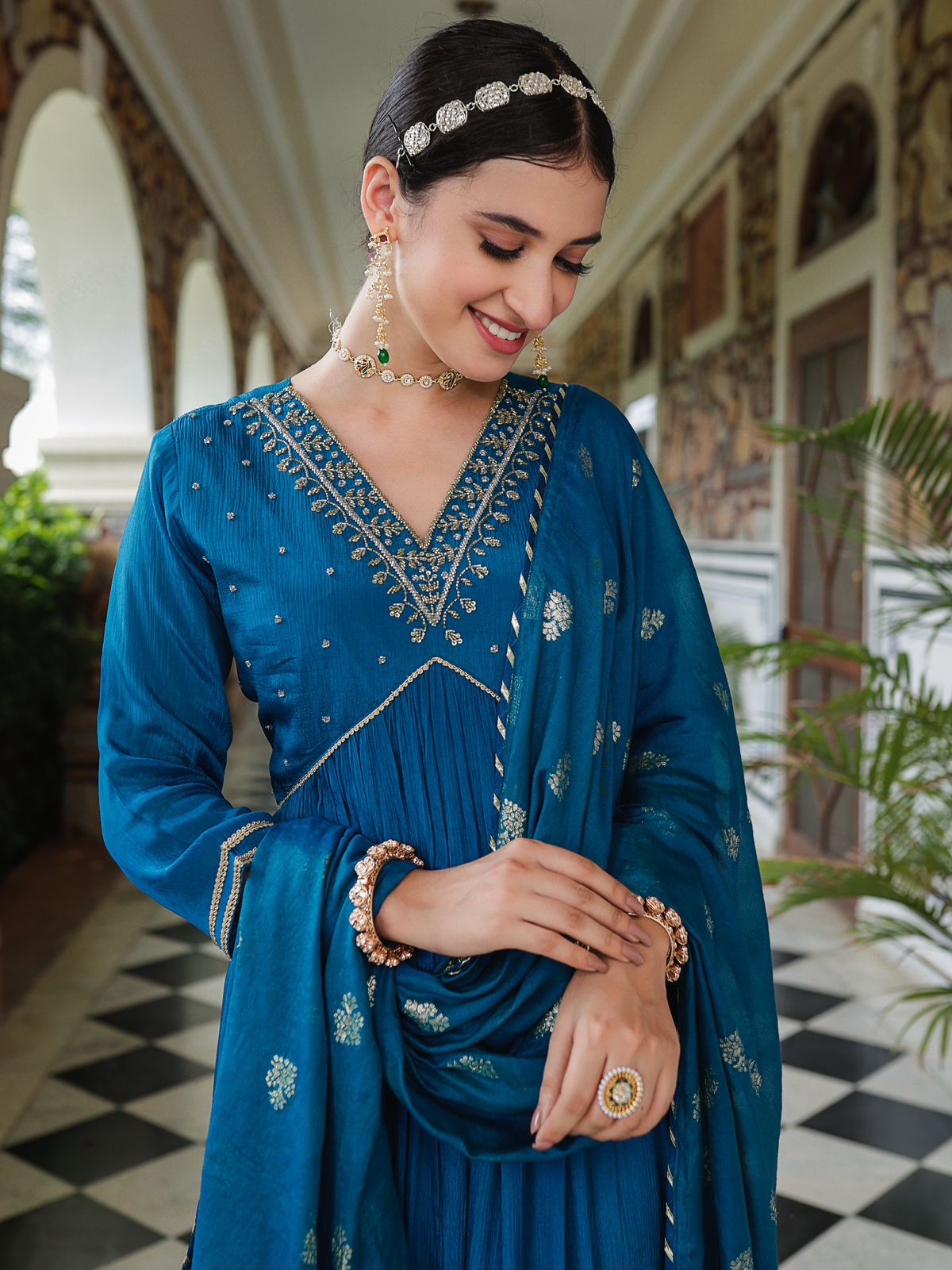 Royal blue alia chinon Anarkali