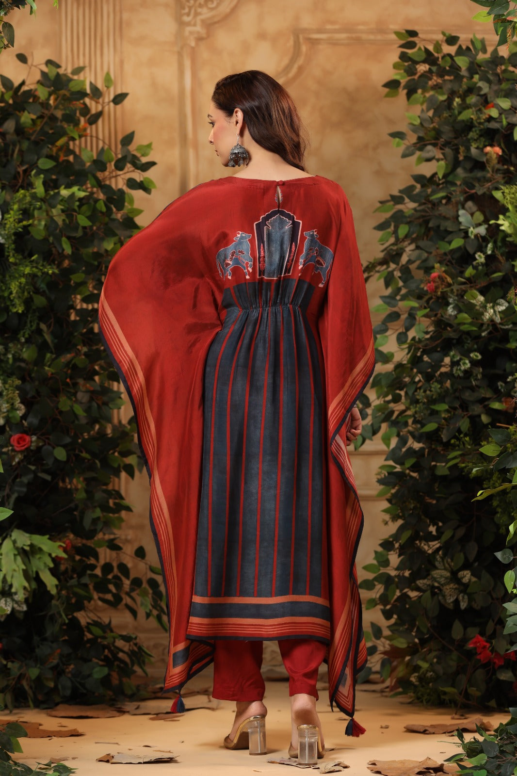 Pichwai kaftan ( Marron/mustard)