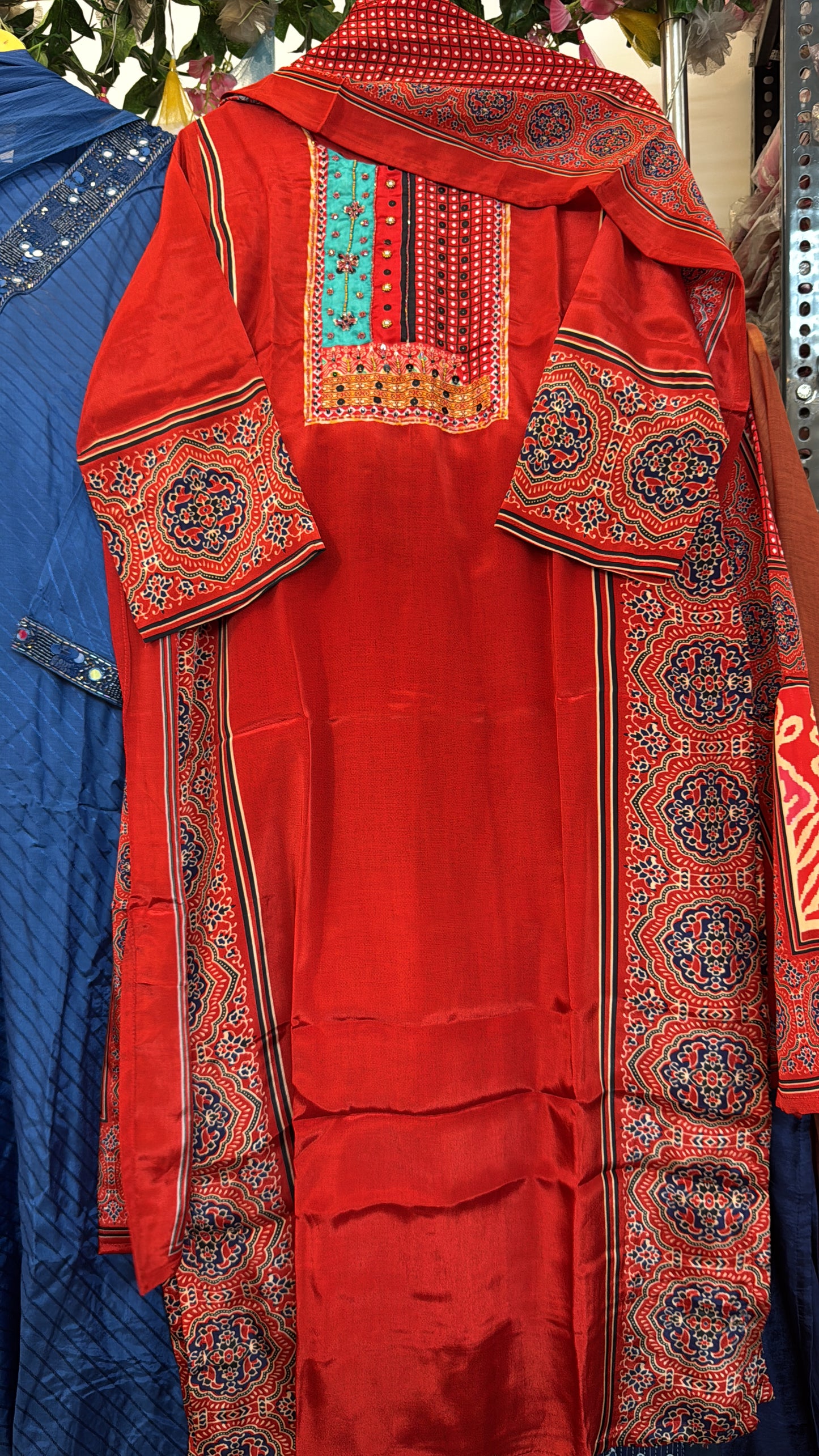 Gajji soft red and blue