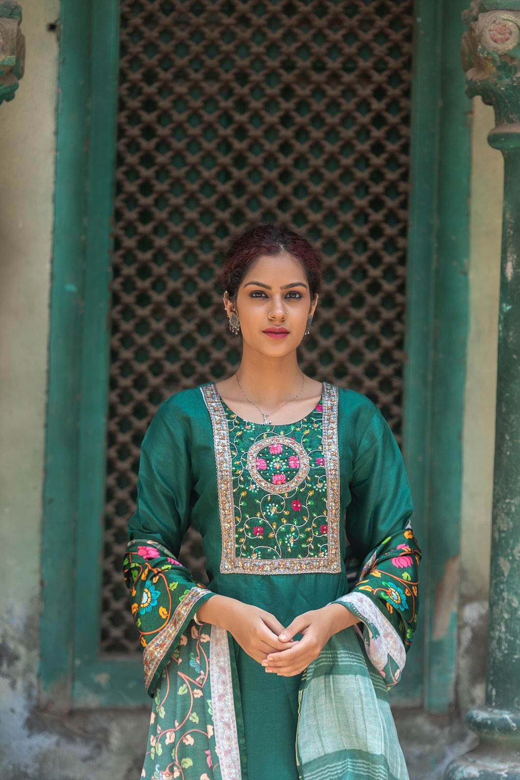 Russian silk kurta Gajji dupatta