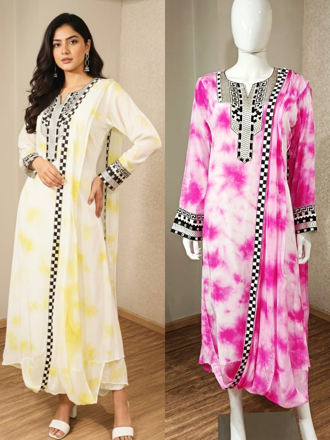 Kajol saree style single gown with beautiful embroidery