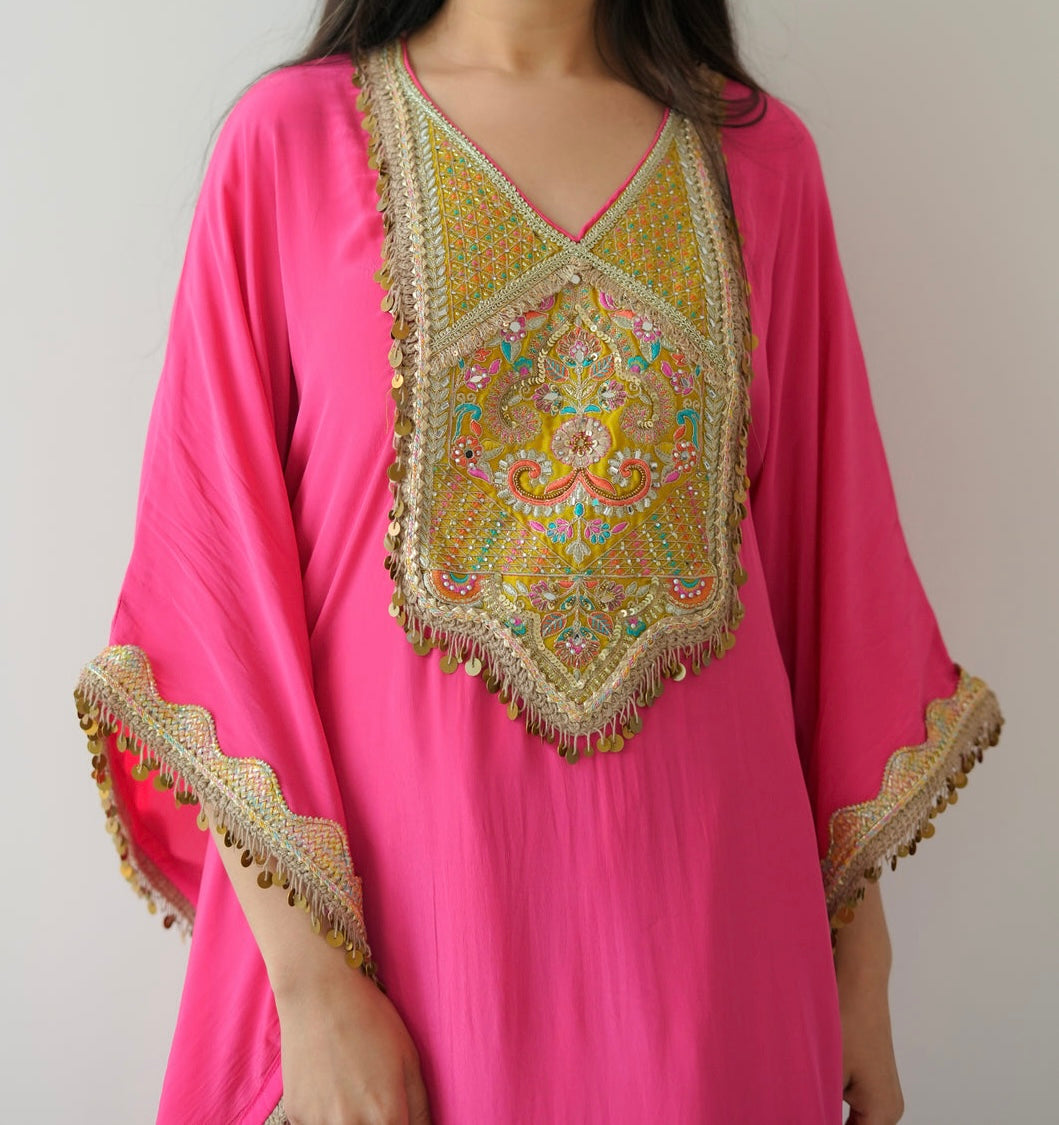 Luxe pink yellow kaftan