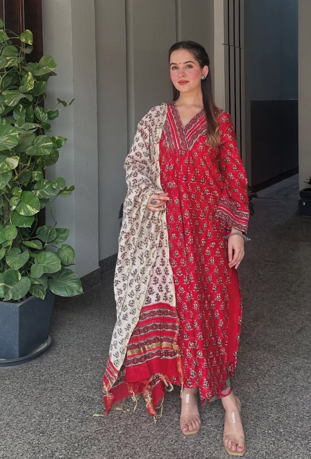 Siya Pure Chanderi Straight Fit Suit Set with Lace Detail