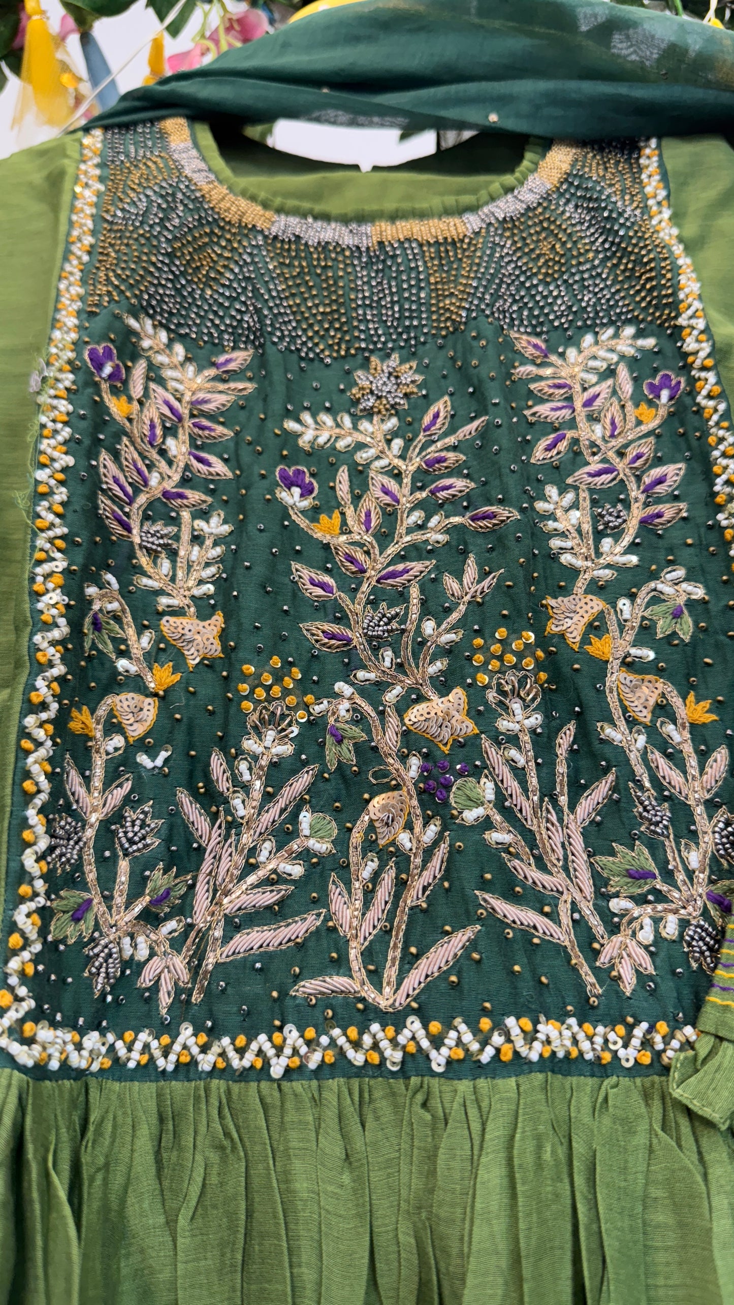 Ombré mul chandari with heavy neck embroidery