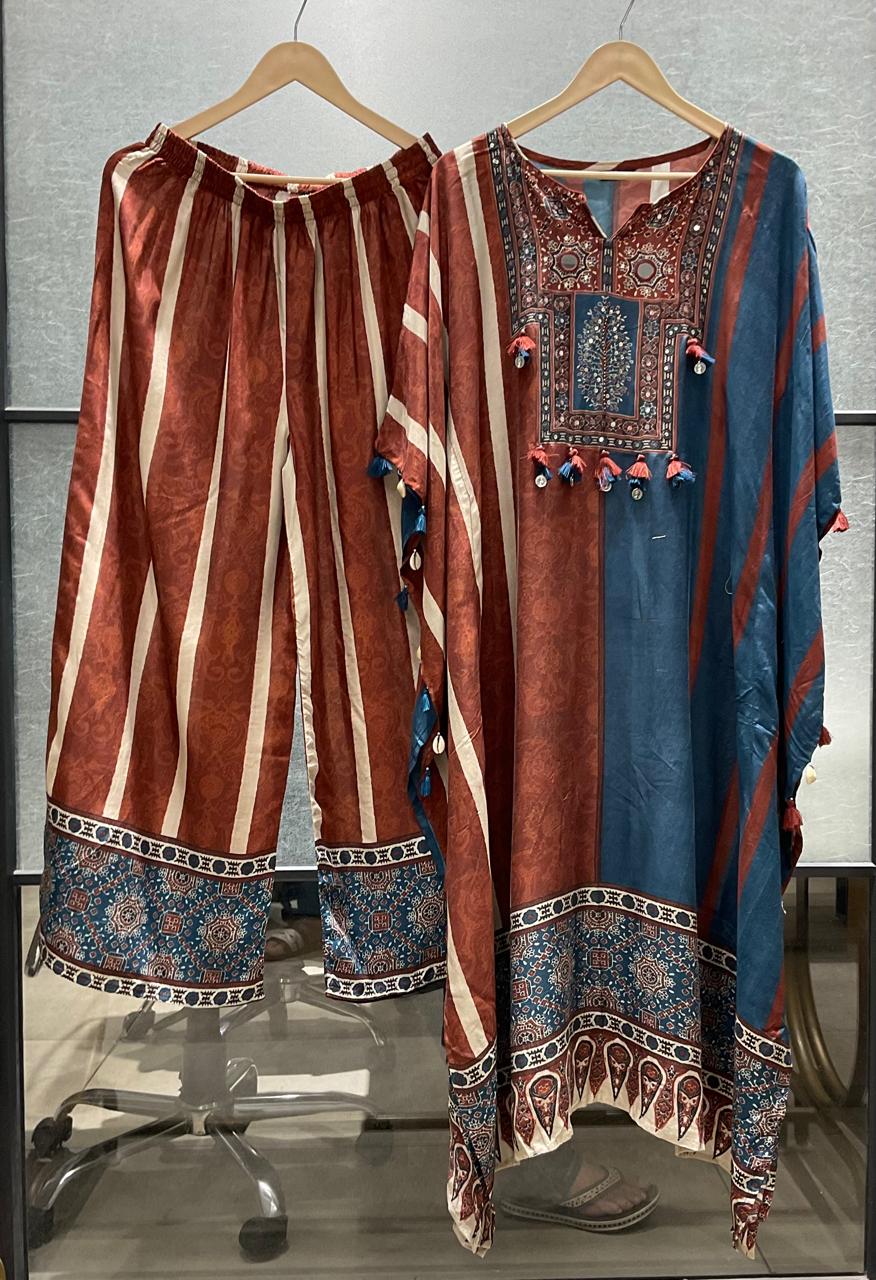 Muslin silk kaftan set