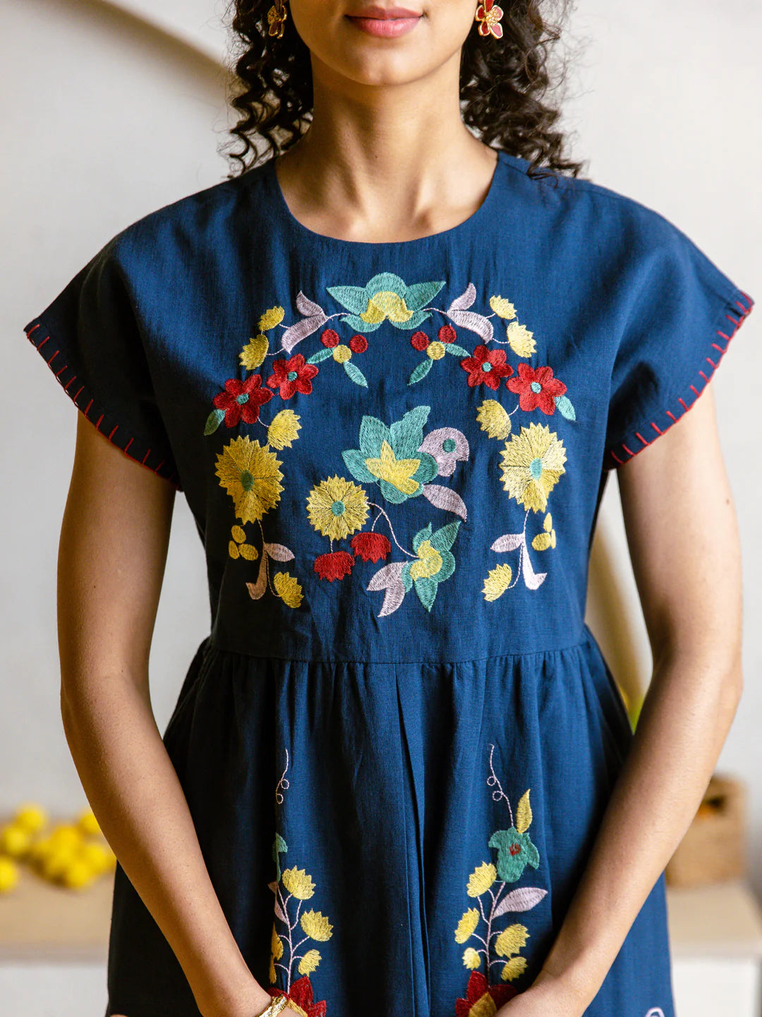 River embroidery blue dress