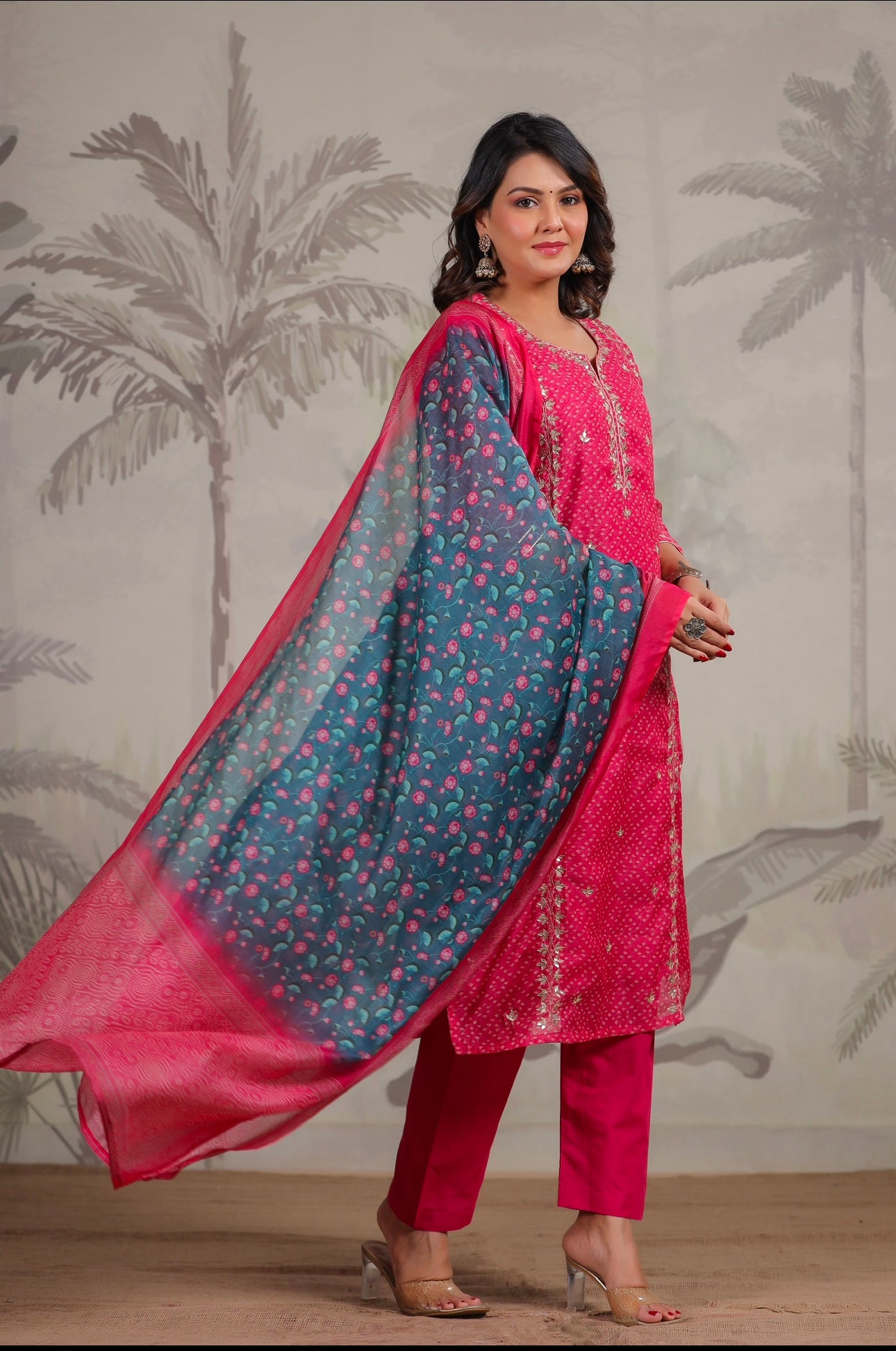 Chandari pink suit