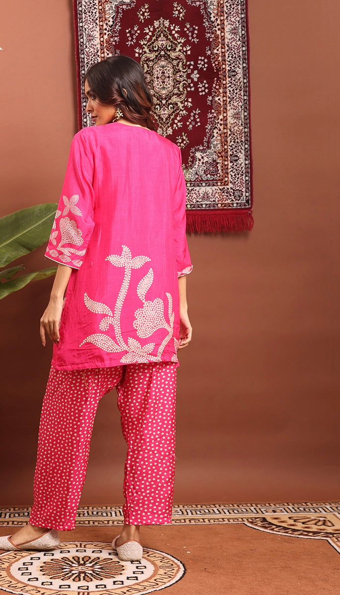 Pink silk co ord set